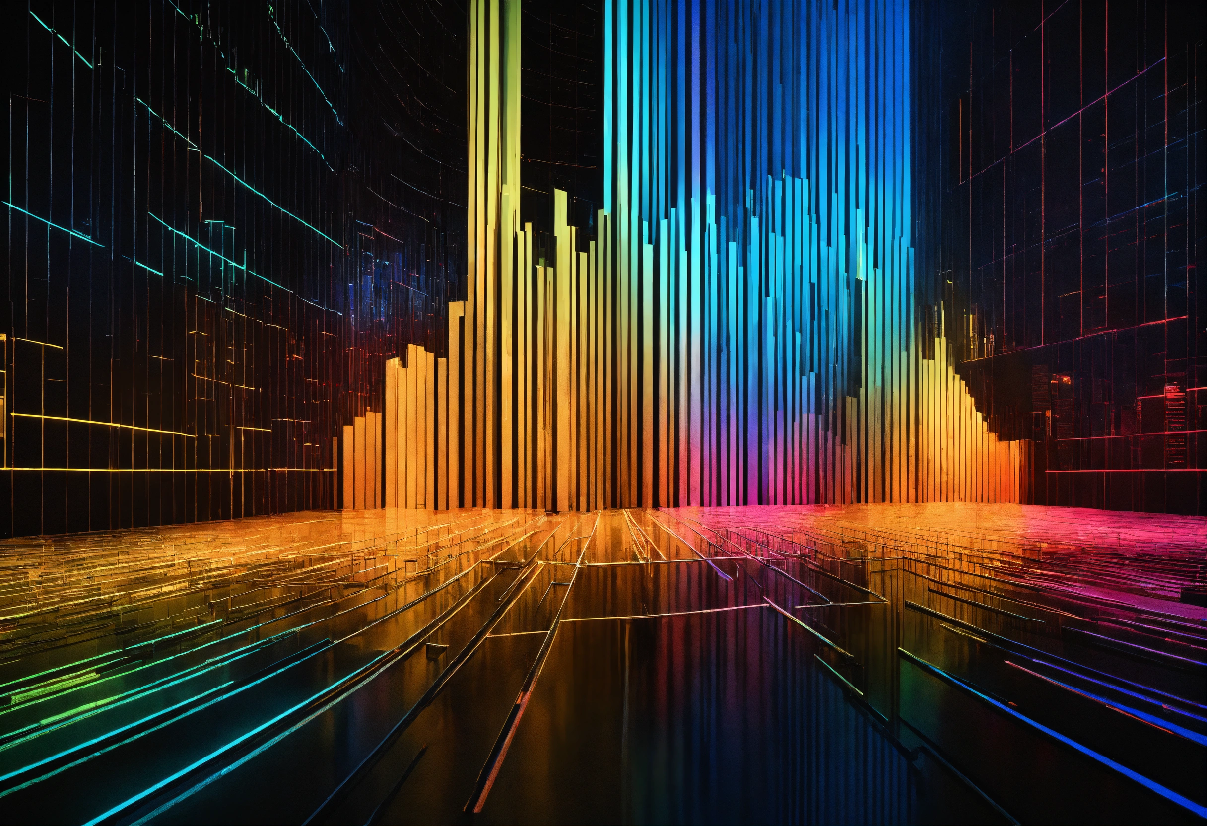 Lexica - Building built within statistical graphs. black background ...