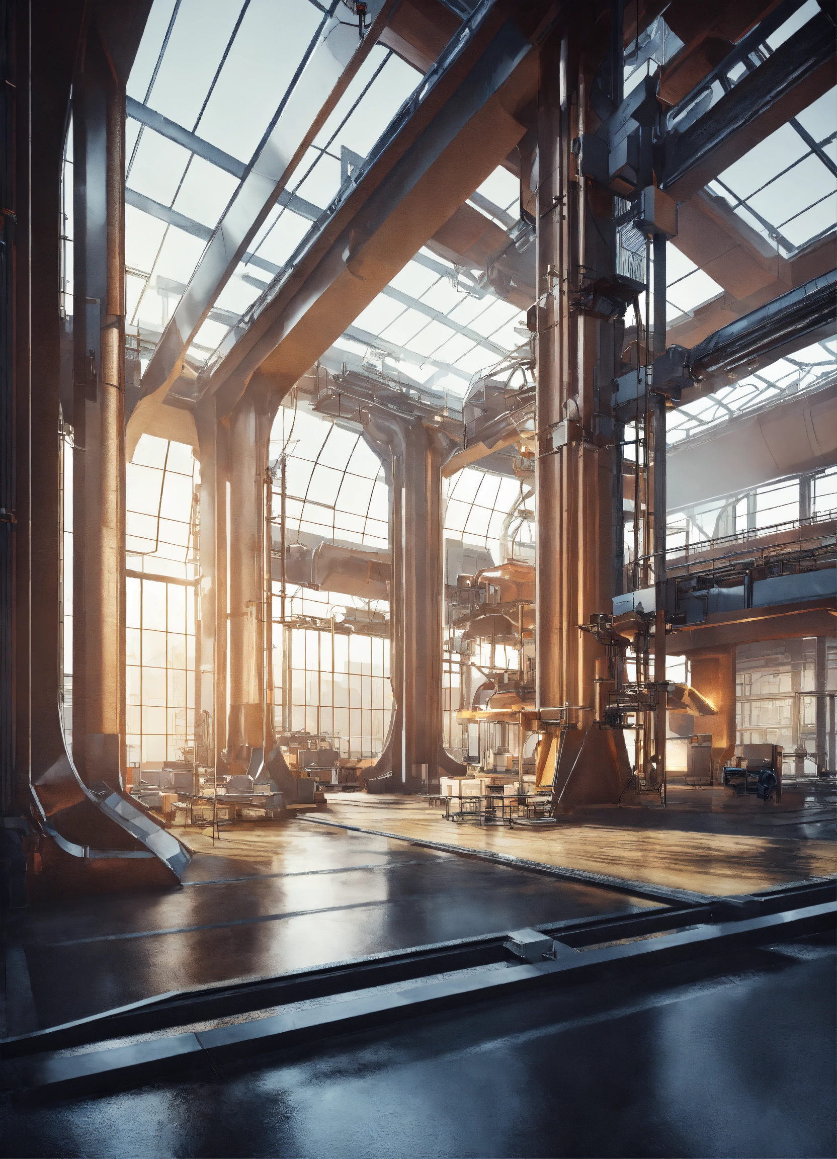 Lexica - Interior of a futuristic factory, design, render