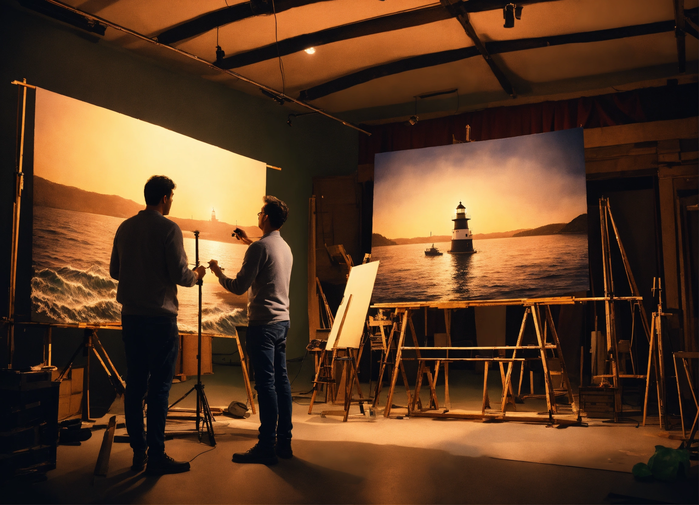 Lexica - The process of creating movie sets. The artist paints the ...