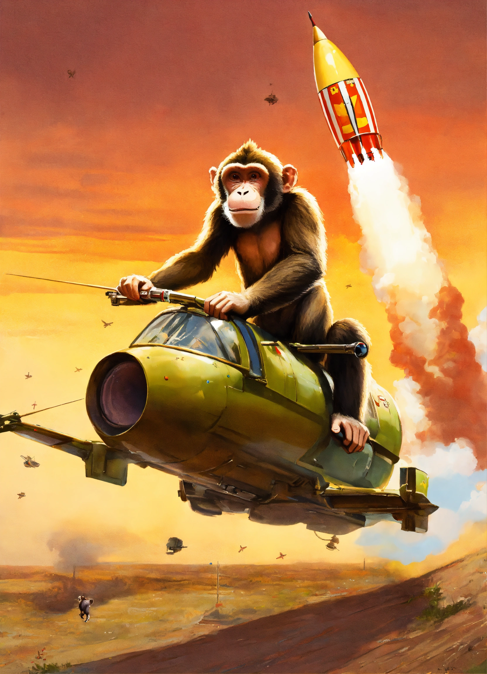 Lexica - A monkey rides a missile