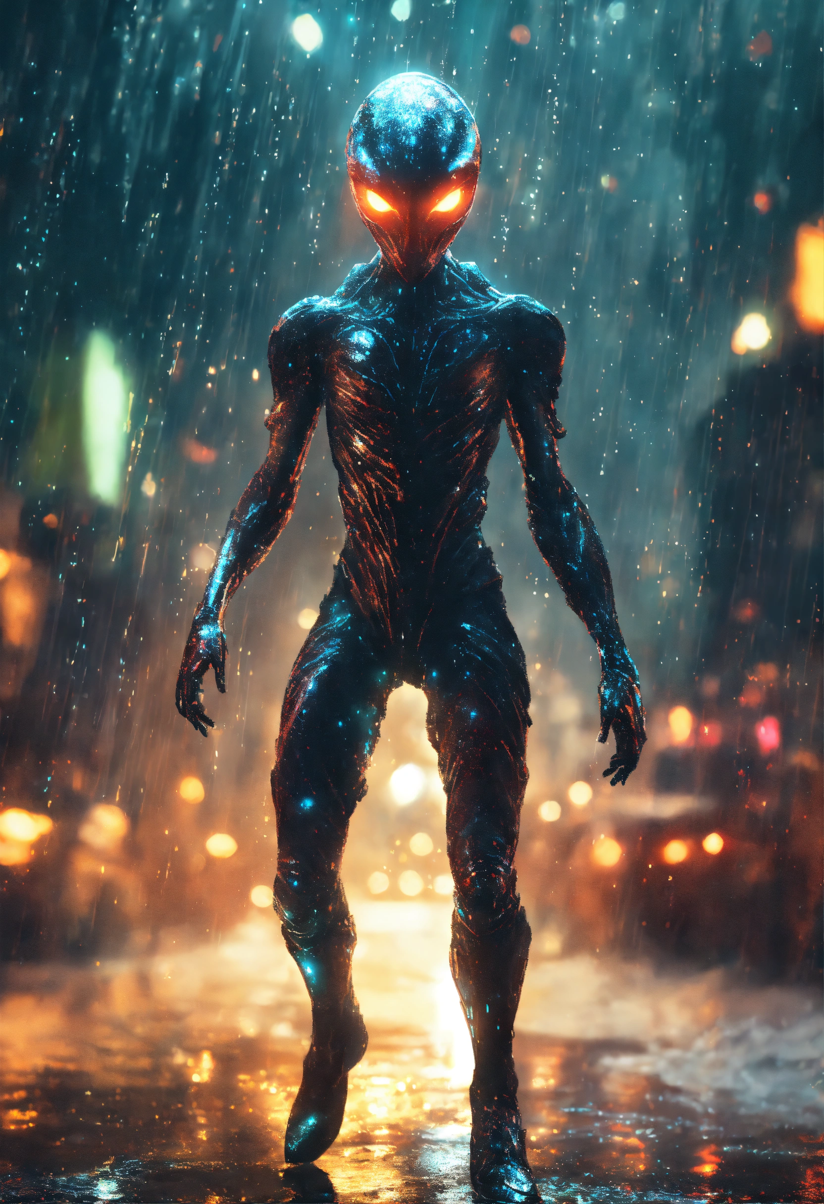 Lexica - An menacing alien with glowing eyes filled with swirling ...