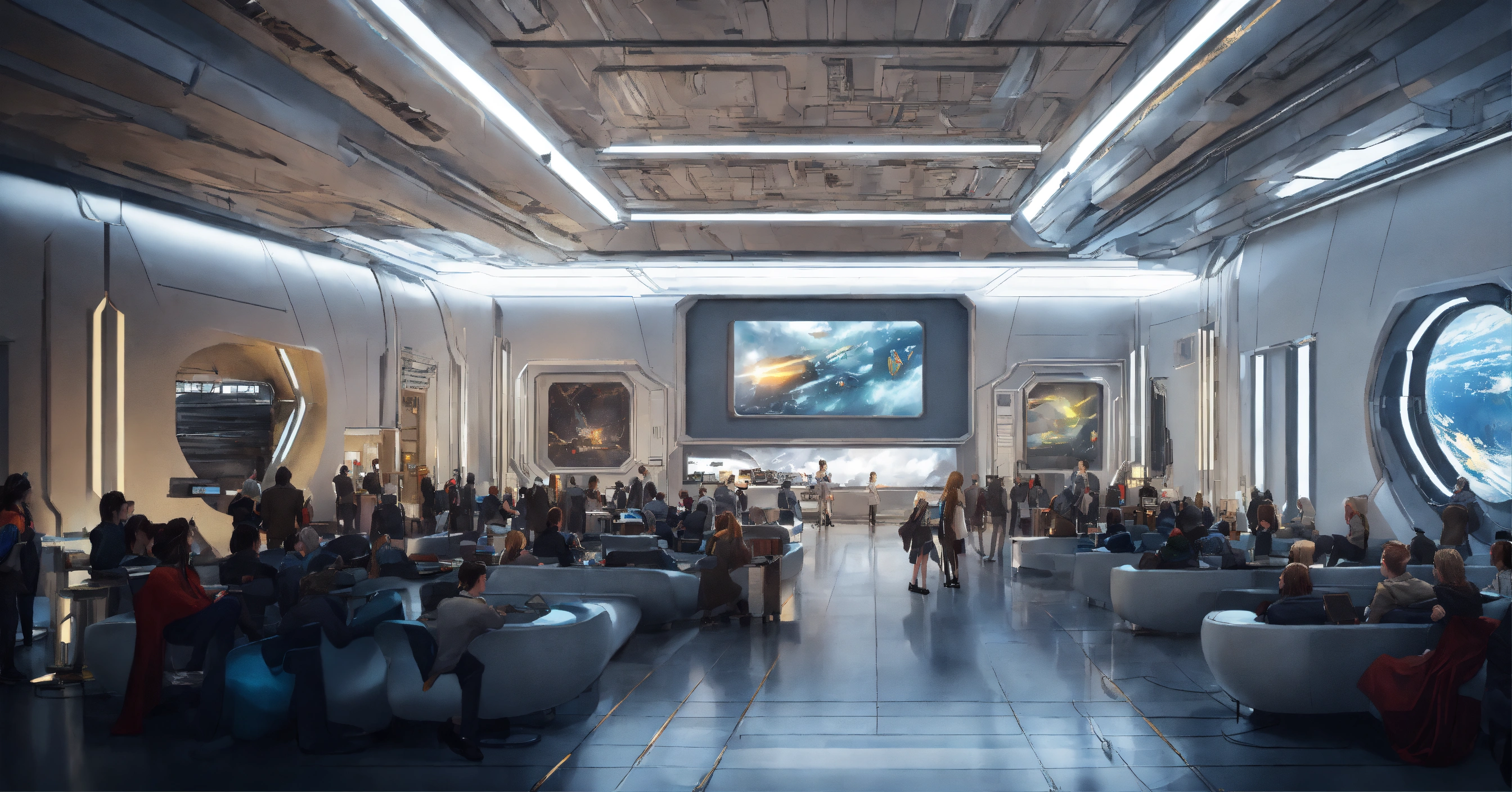 Lexica - A realistic photo of a very crowded colossal futuristic common ...