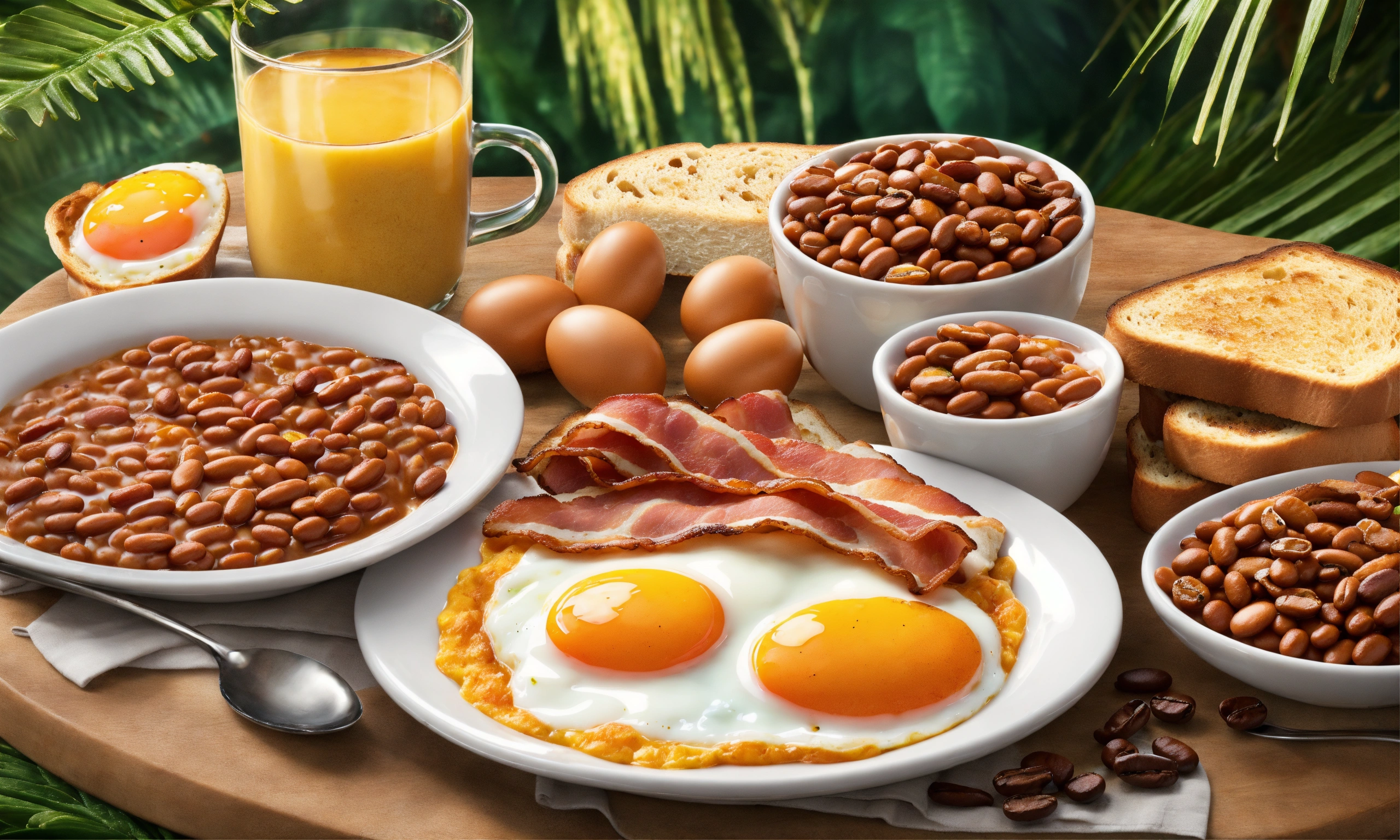 Lexica - Tropical background, hyper realistic, full english breakfast ...