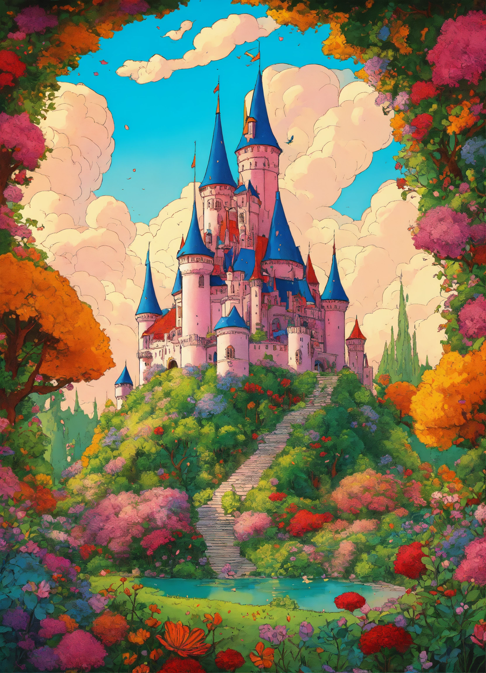 Lexica - Detailed, vibrant illustration of a Fantasy princess castle ...