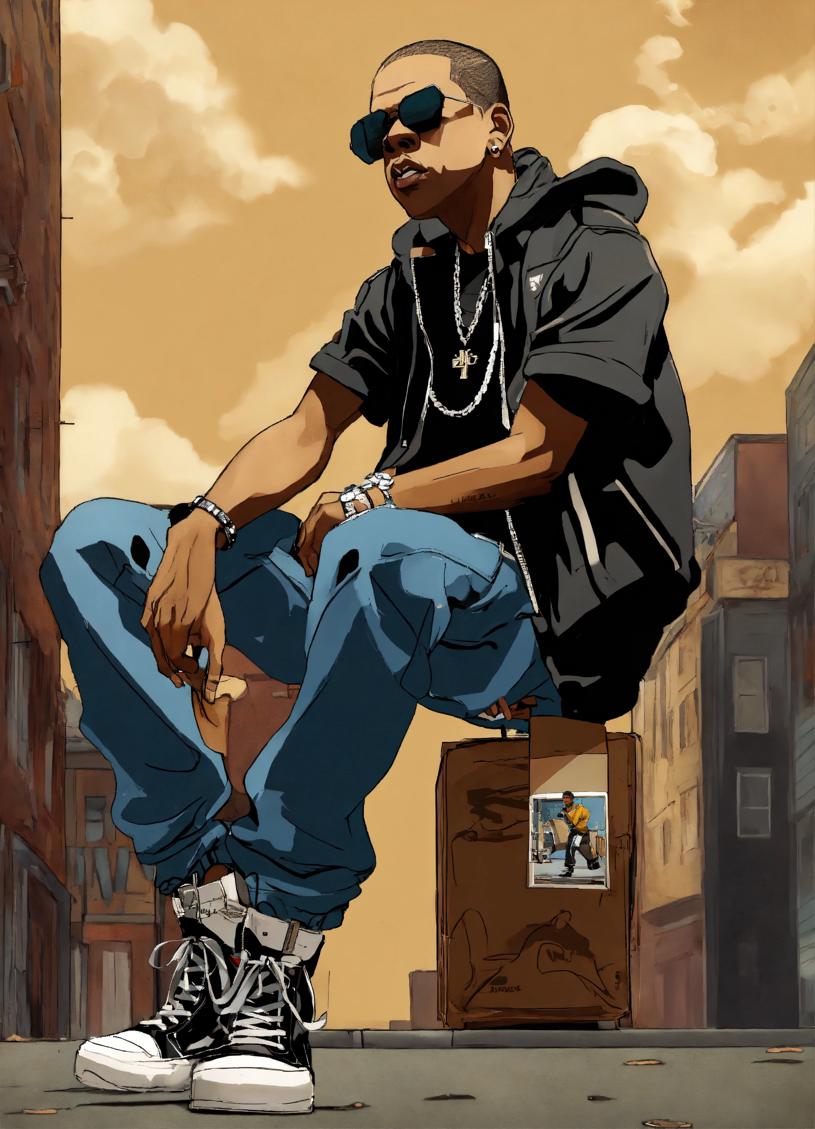 Lexica - Hip hop art style Jay-Z boondocks full body