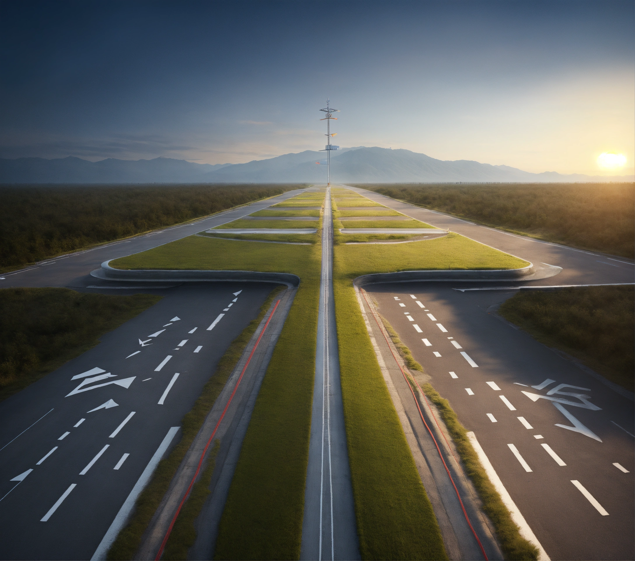 Lexica - Runway in the shape of an arrow, the runway goes up, asphalt ...