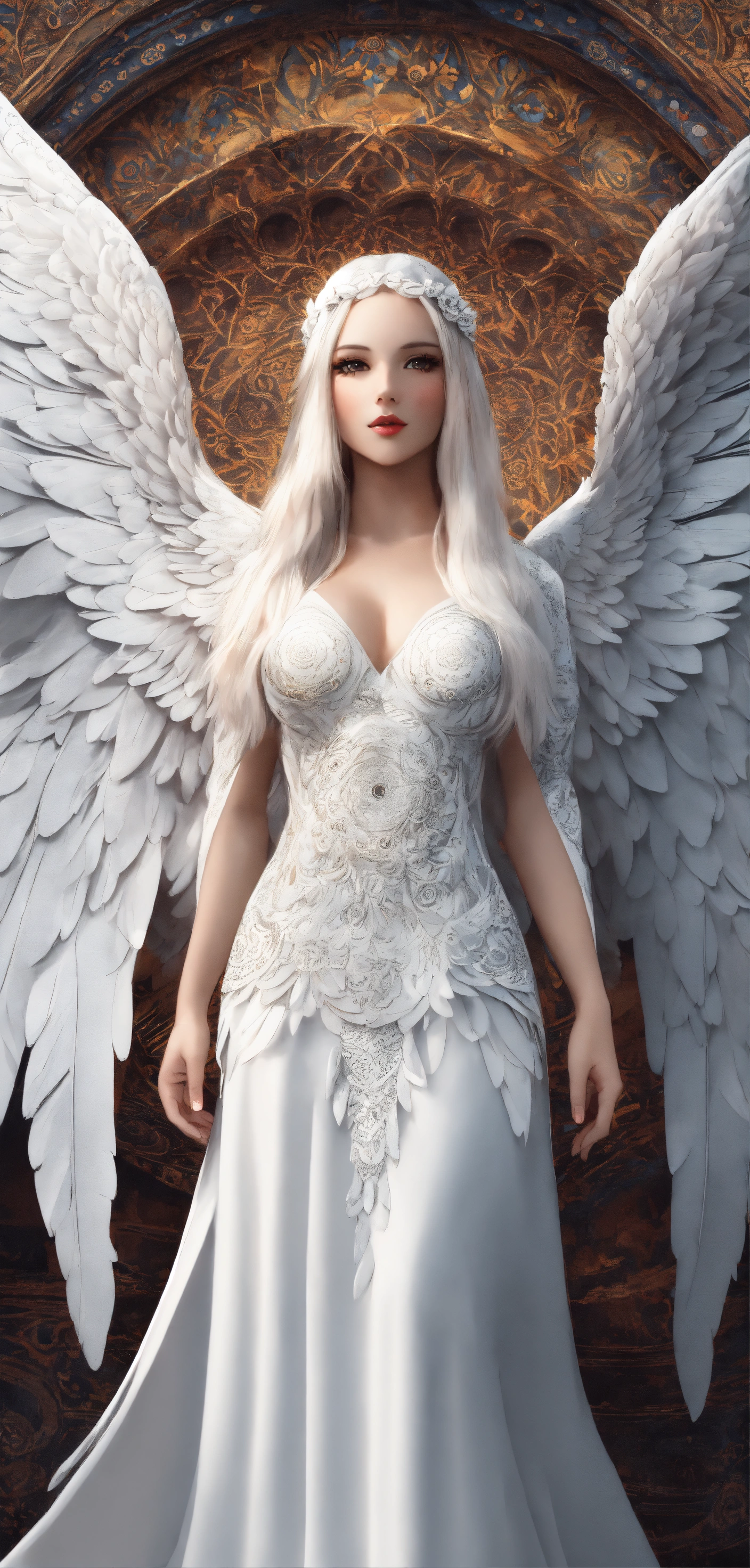 Lexica - Angel woman with white angel wings, large and detailed 4D ...