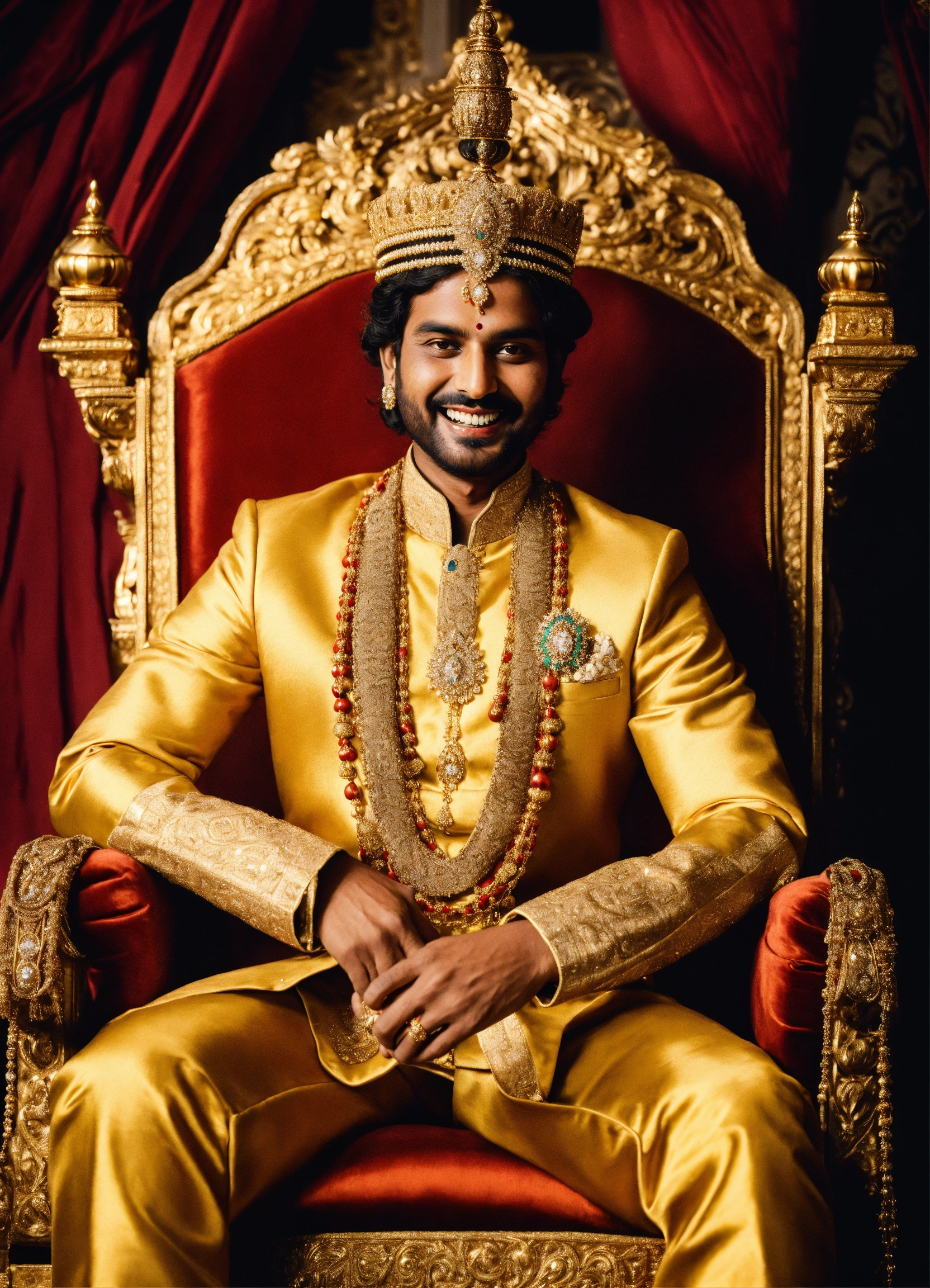 Lexica - Indian prince sitting on a royal chair, in a royal palace ...