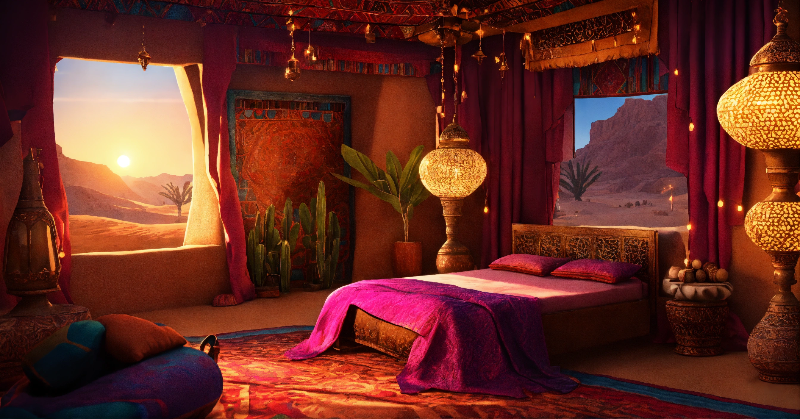 Lexica - Concept art of a large desert home bedroom, jakku, desert, hut ...