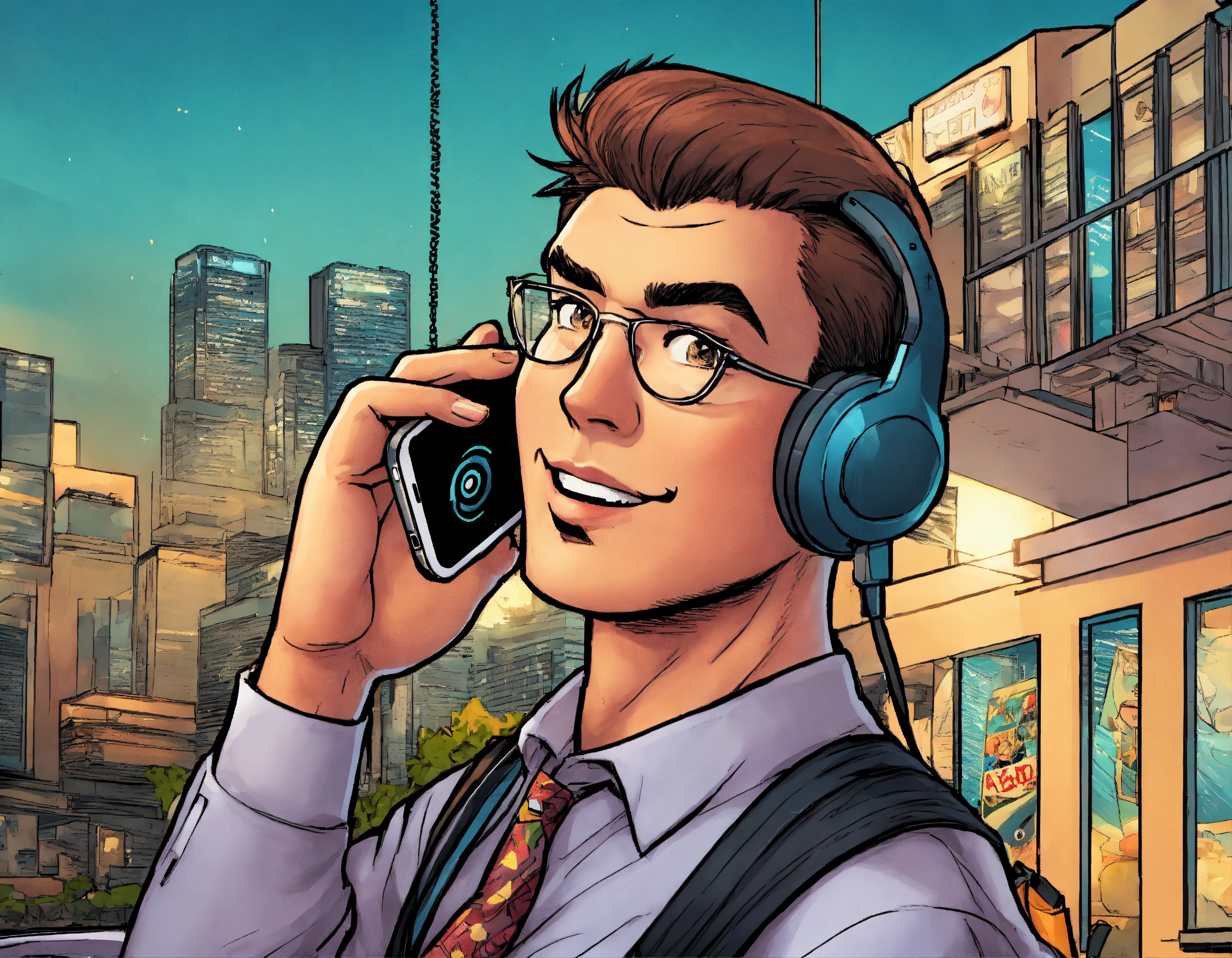 Lexica - Smartphone is ringing. comic style