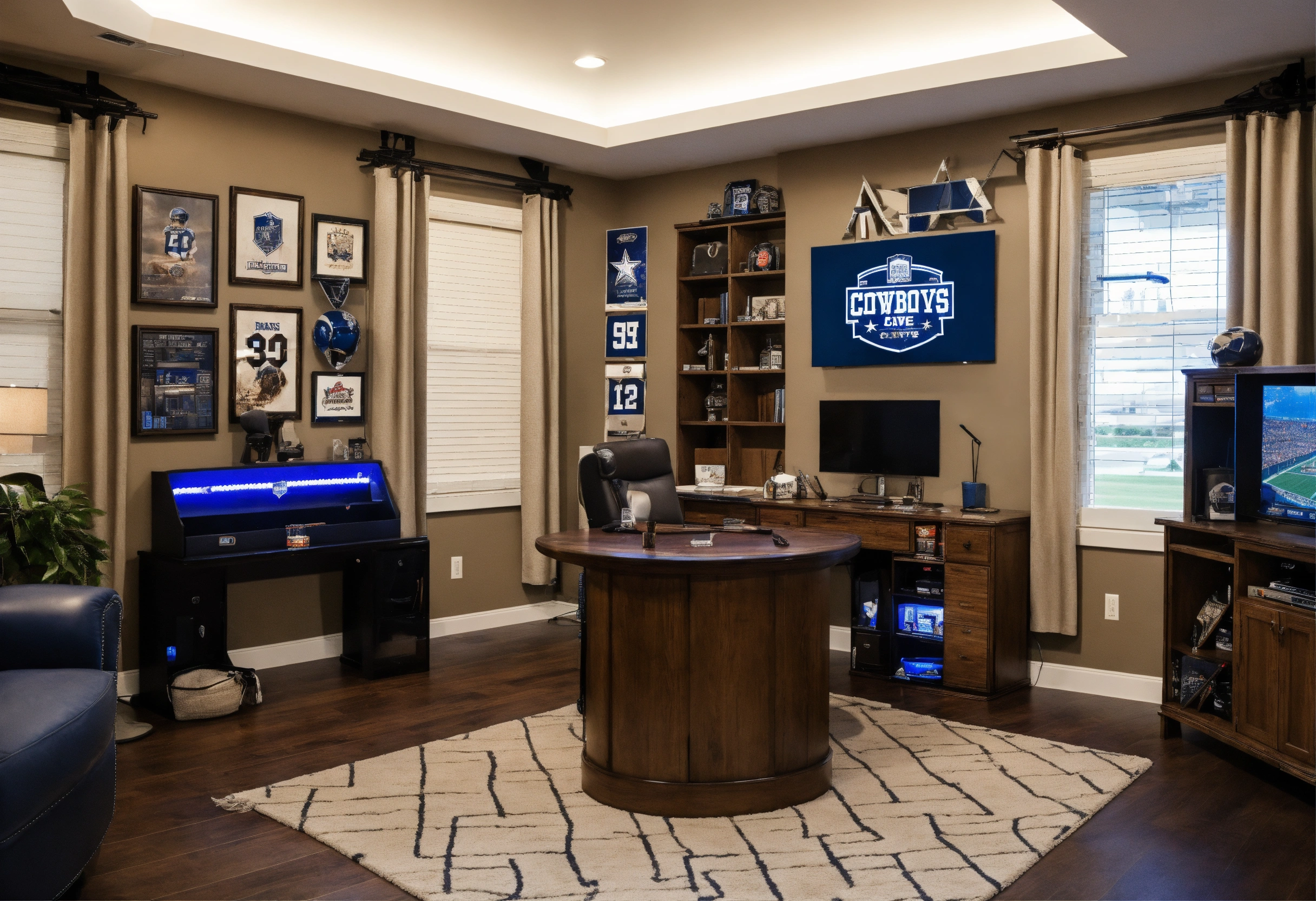 Lexica Design inspiration for man cave, 11'x10' room, Dallas Cowboys