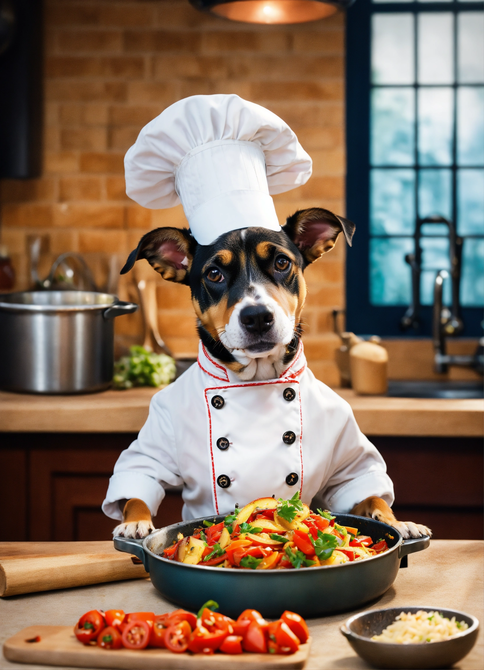 Lexica - A dog look like a cooking chef, funny and pro like ratatouille
