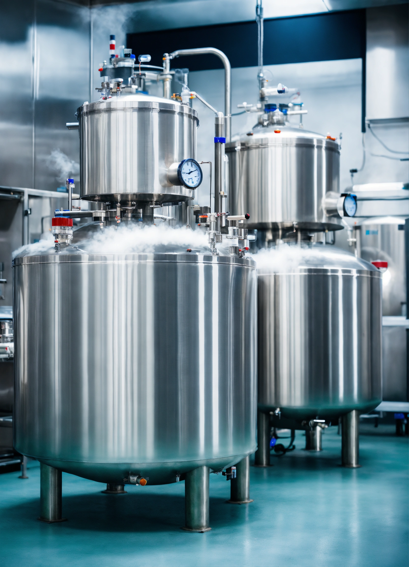 Lexica - Multiple steaming stainless steel tanks with open lids filled ...