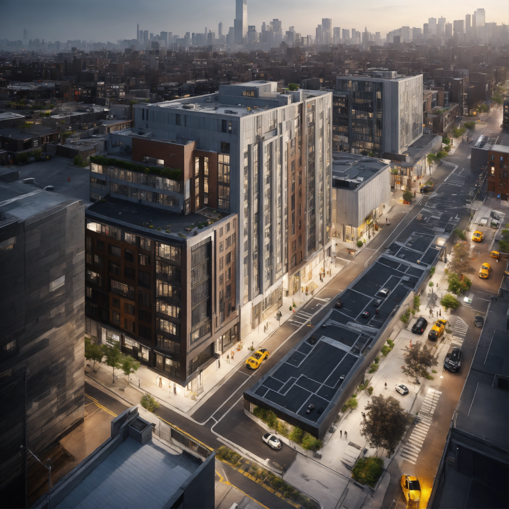 Lexica - Photographic, ultrarealistic, rooftop view of a modern clean ...