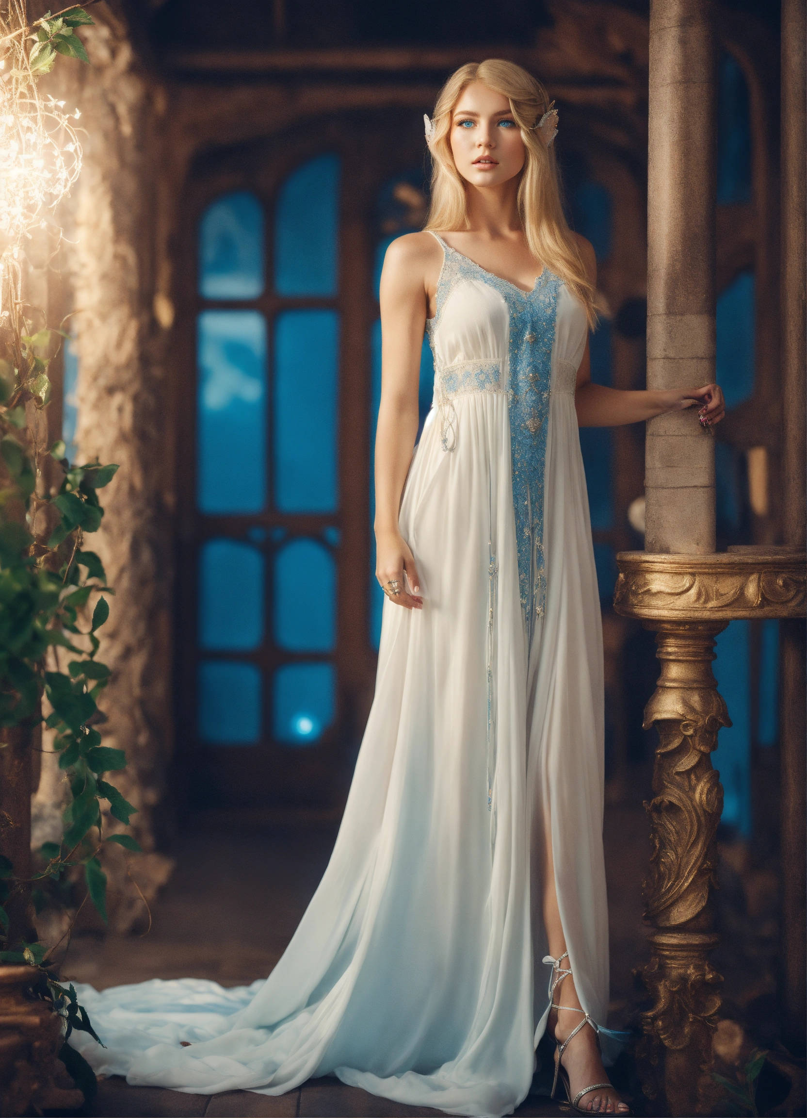 Lexica - Beautiful elf woman with blond hair and blue eyes wearing ...
