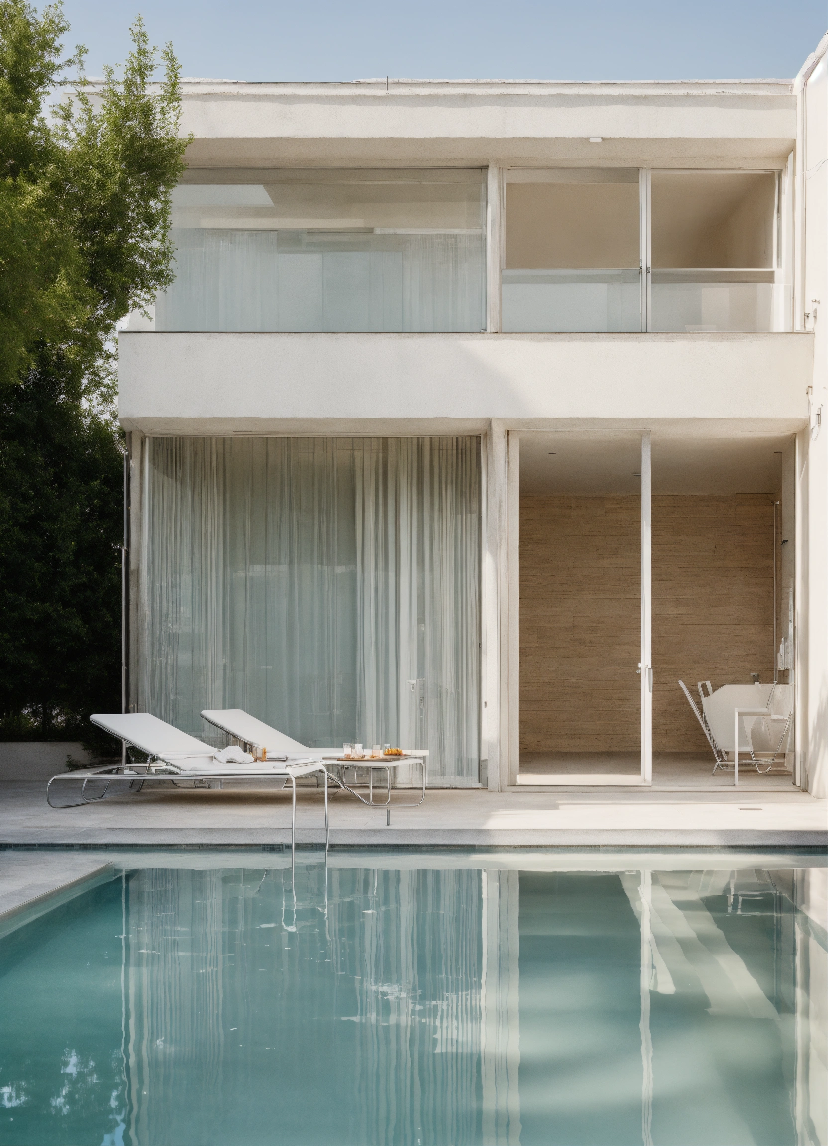 Lexica - Outdoor swimming pool ussr interior design minimalism white color
