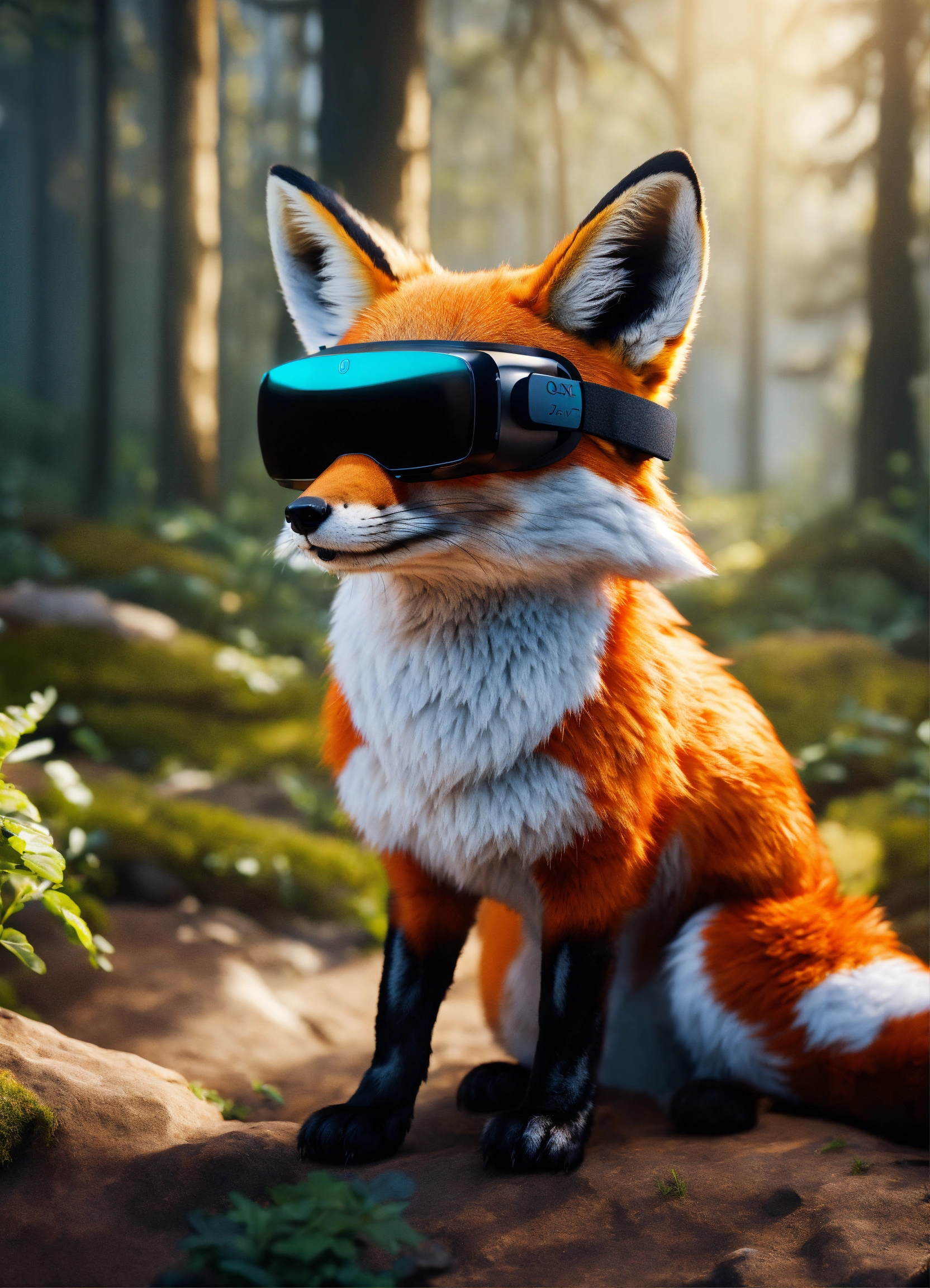 Lexica - A smart fox wearing a quest 3 vr glasses, unreal engine, 4k