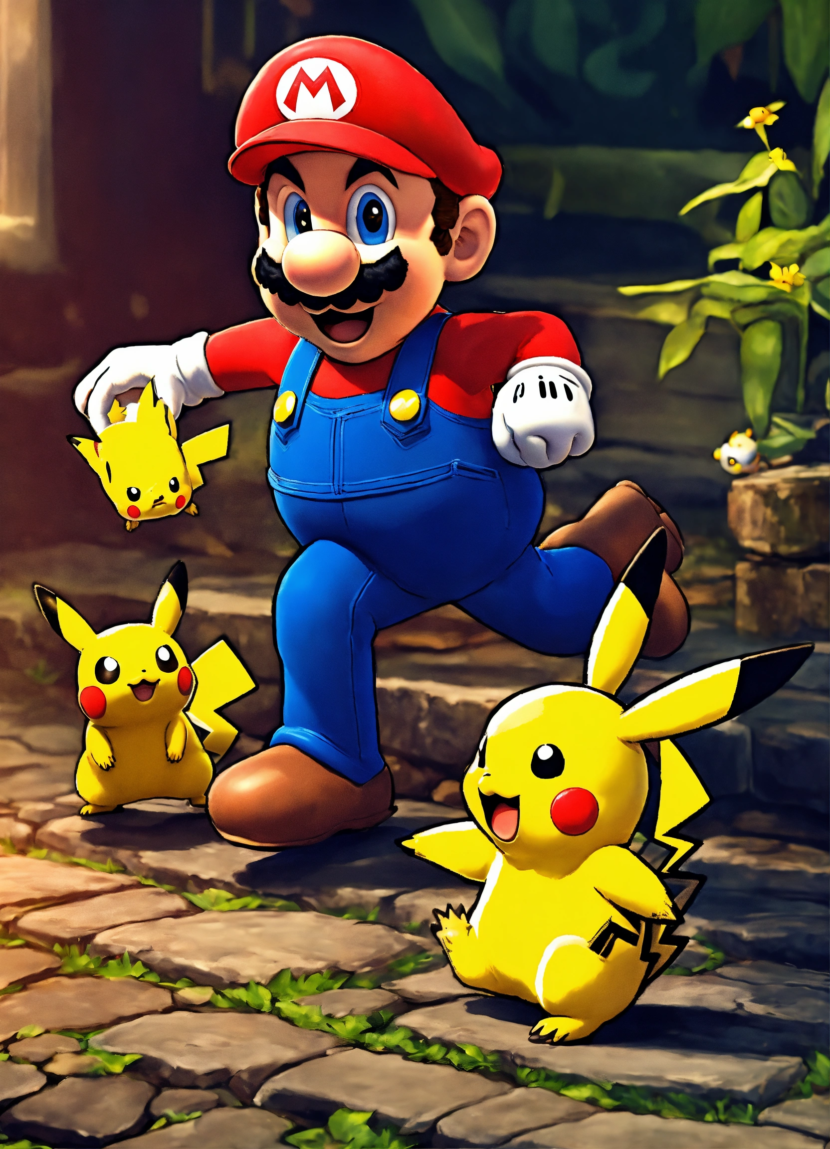 Lexica - Mario meets pikachu