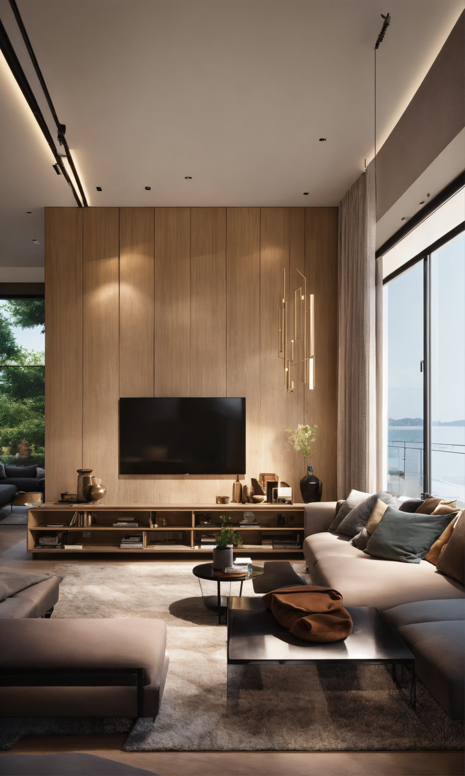 Lexica - A modern living room of 50' x 25'