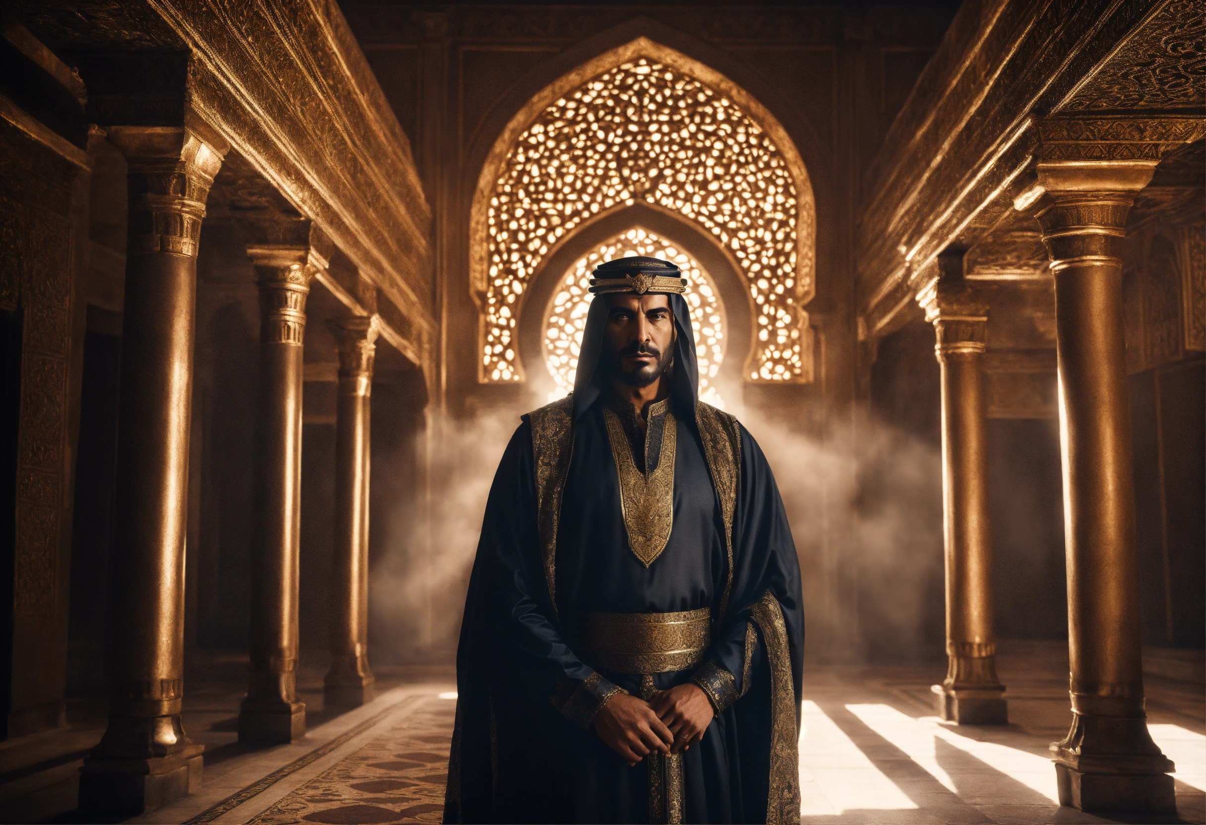 Lexica - Ominous fantasy portrait of a handsome ancient male Arabic ...