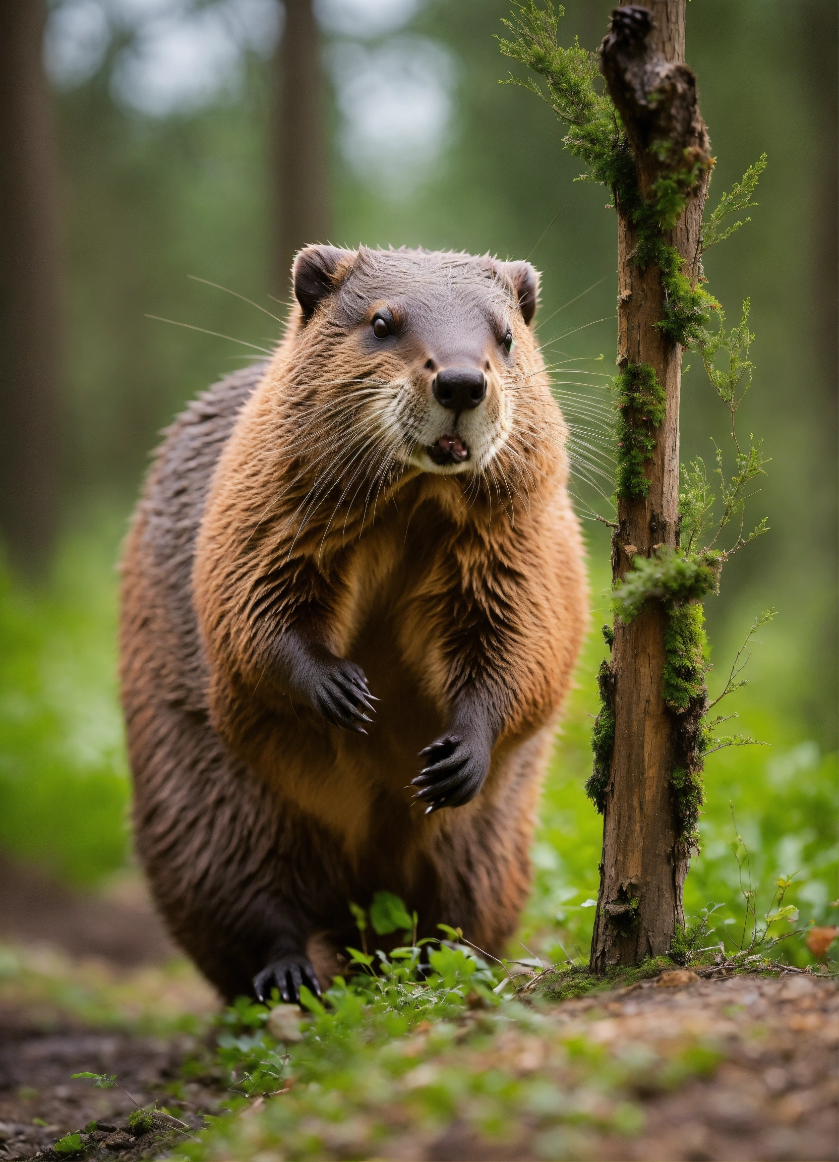 Lexica - A beaver carrying a really long tree