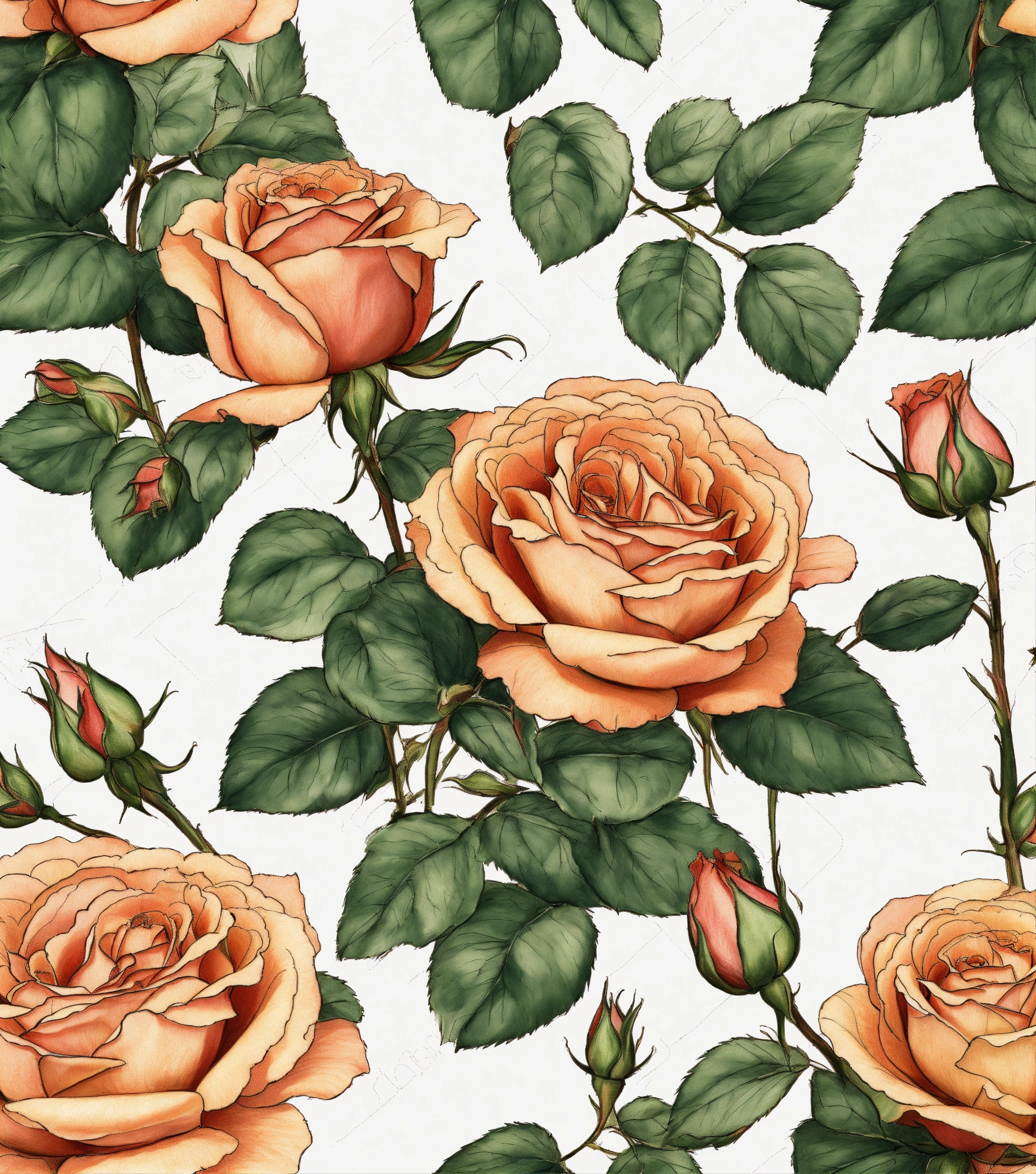 Lexica - Roses & buds flowers, high quality, vintage style detailed, 8k ...