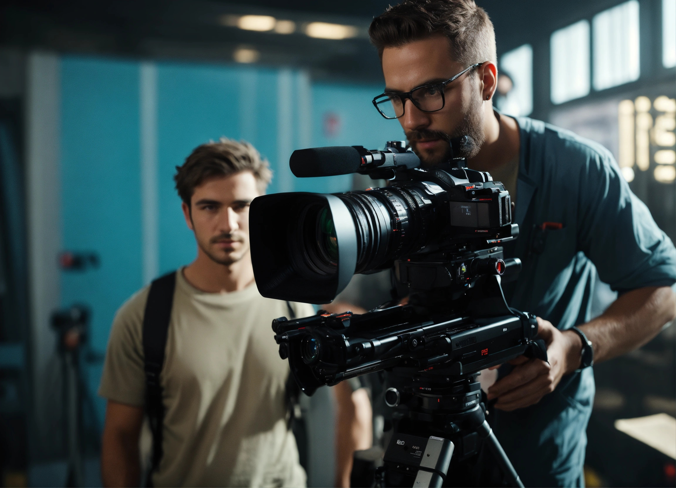 Lexica - The operator looks directly into the viewfinder, he is under ...