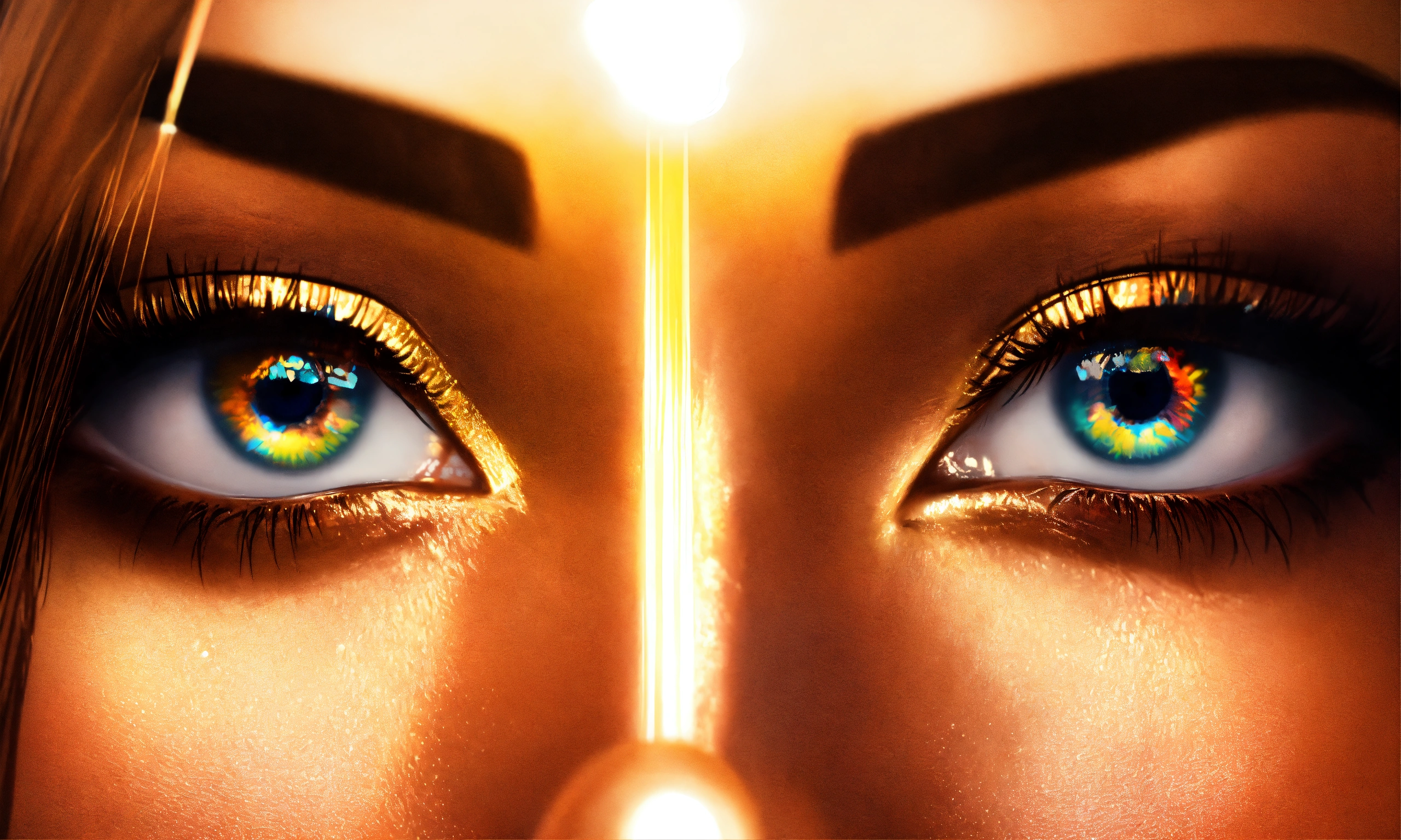 Lexica - A realistic beautiful woman with an orbe light in her forehead ...