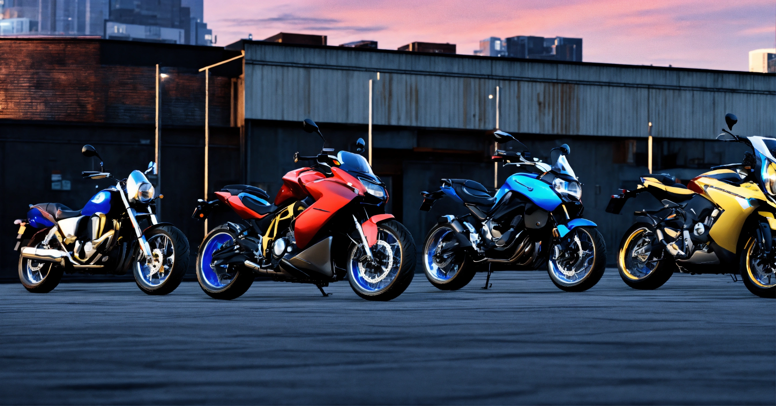 Lexica - Ultra realistic, five motorcycles in city