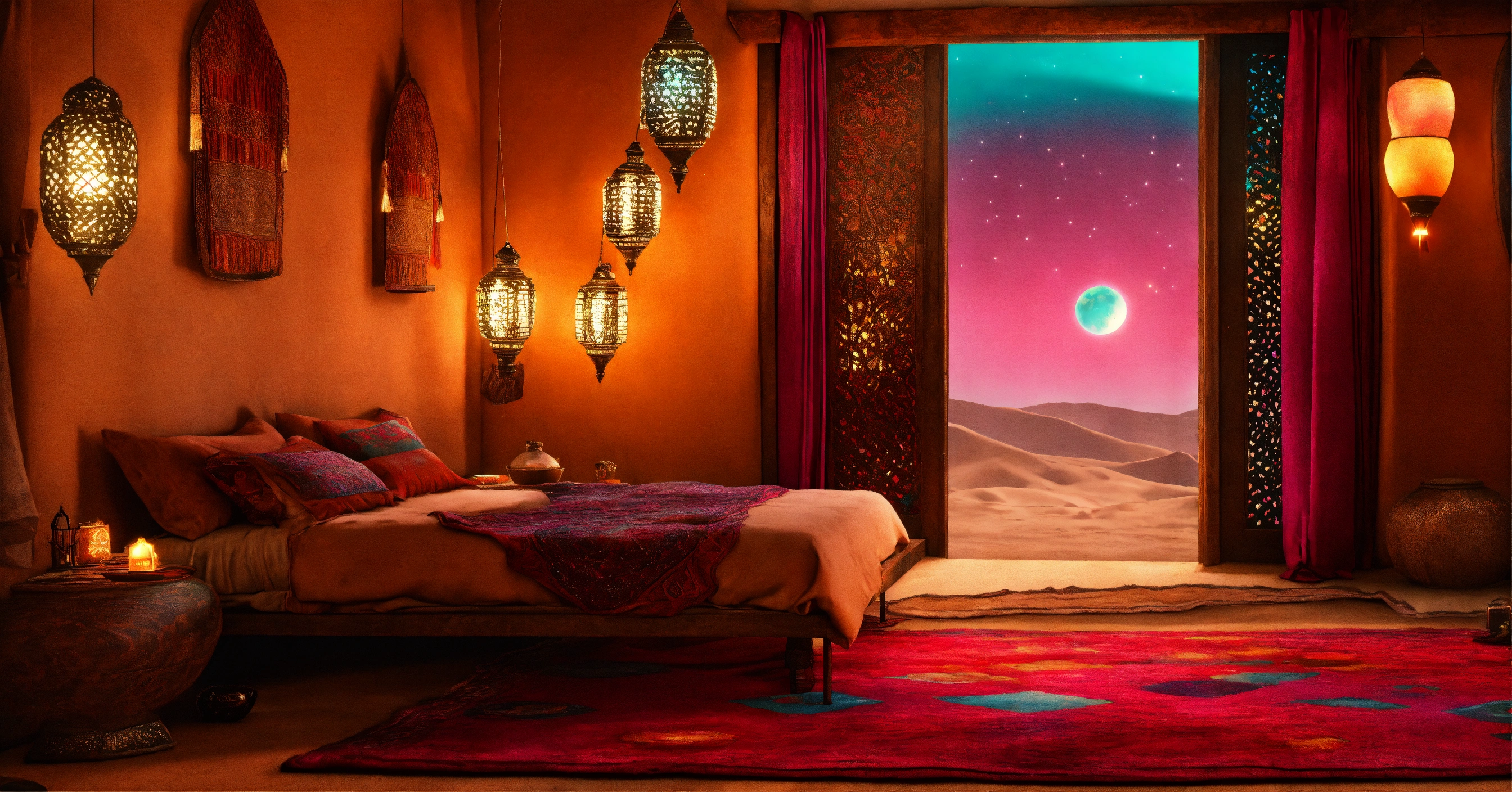 Lexica - Concept art of a large desert home bedroom, jakku, desert, hut ...