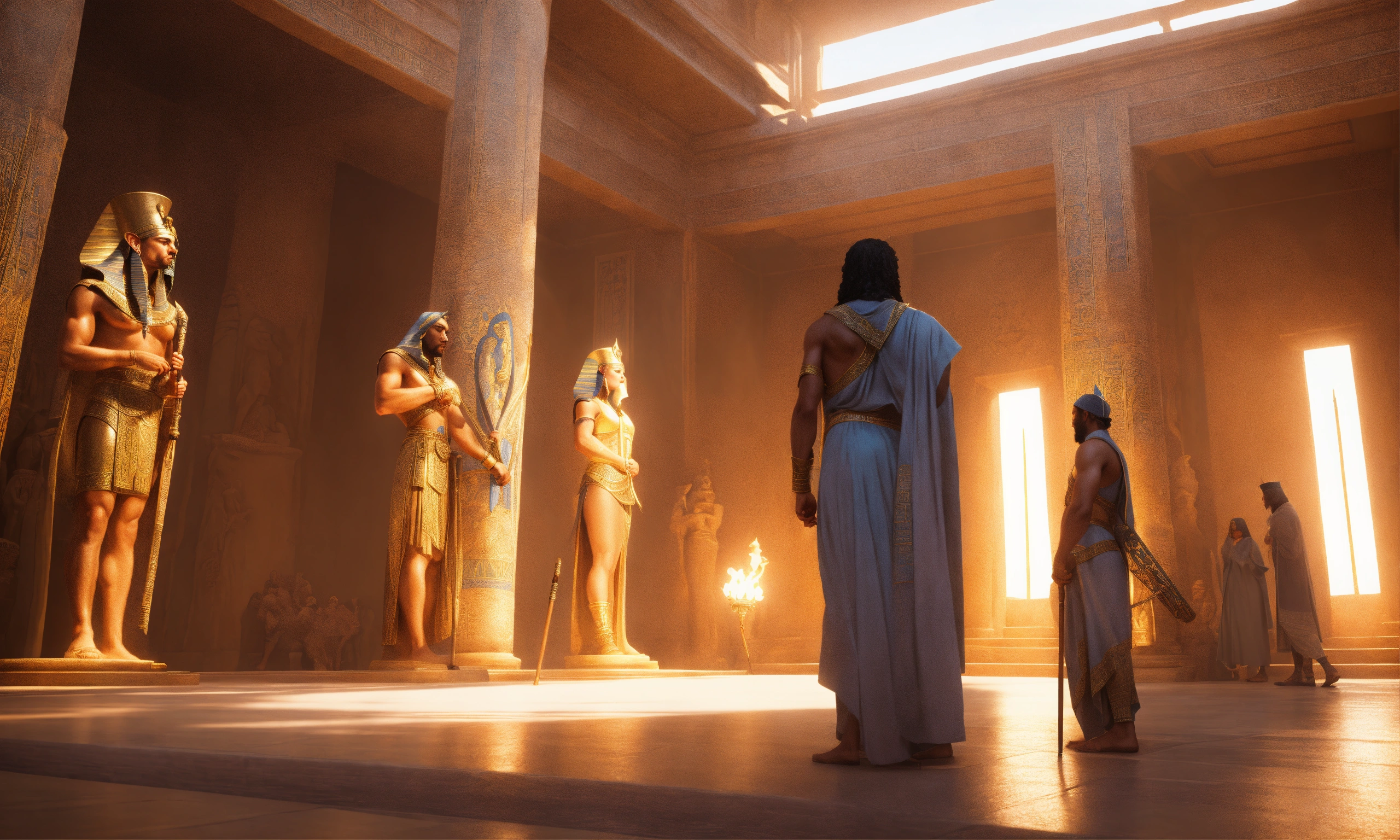 Lexica - Moses with his staff, and his brother, talking to Pharaoh ...