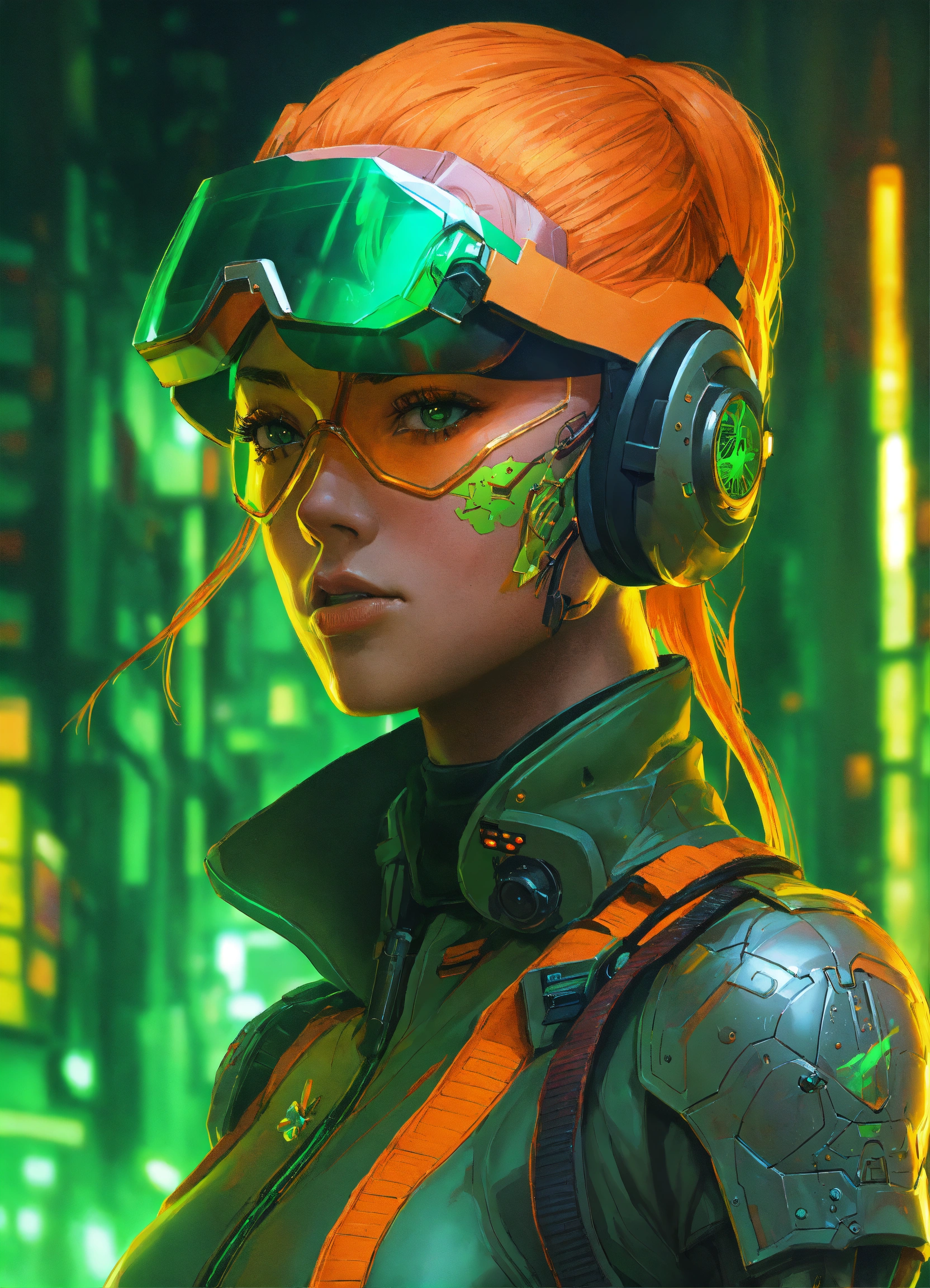 Lexica Right Facing Portrait Of A Cyberpunk Burnt Orange Cyborg Ninja Third Person Dandd Sci