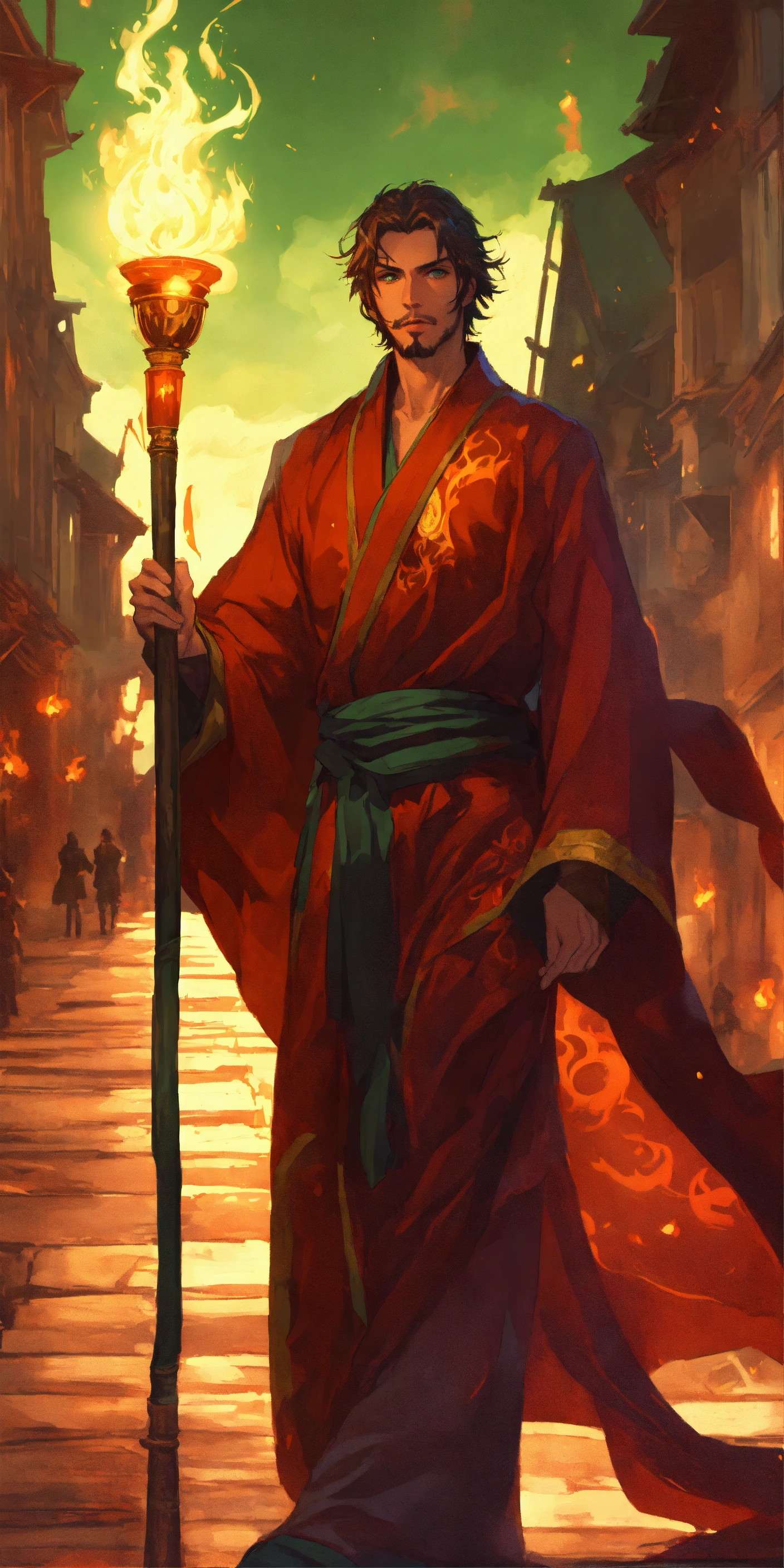 Lexica - Handsome, human, imperial male fire sorcerer with goatee ...