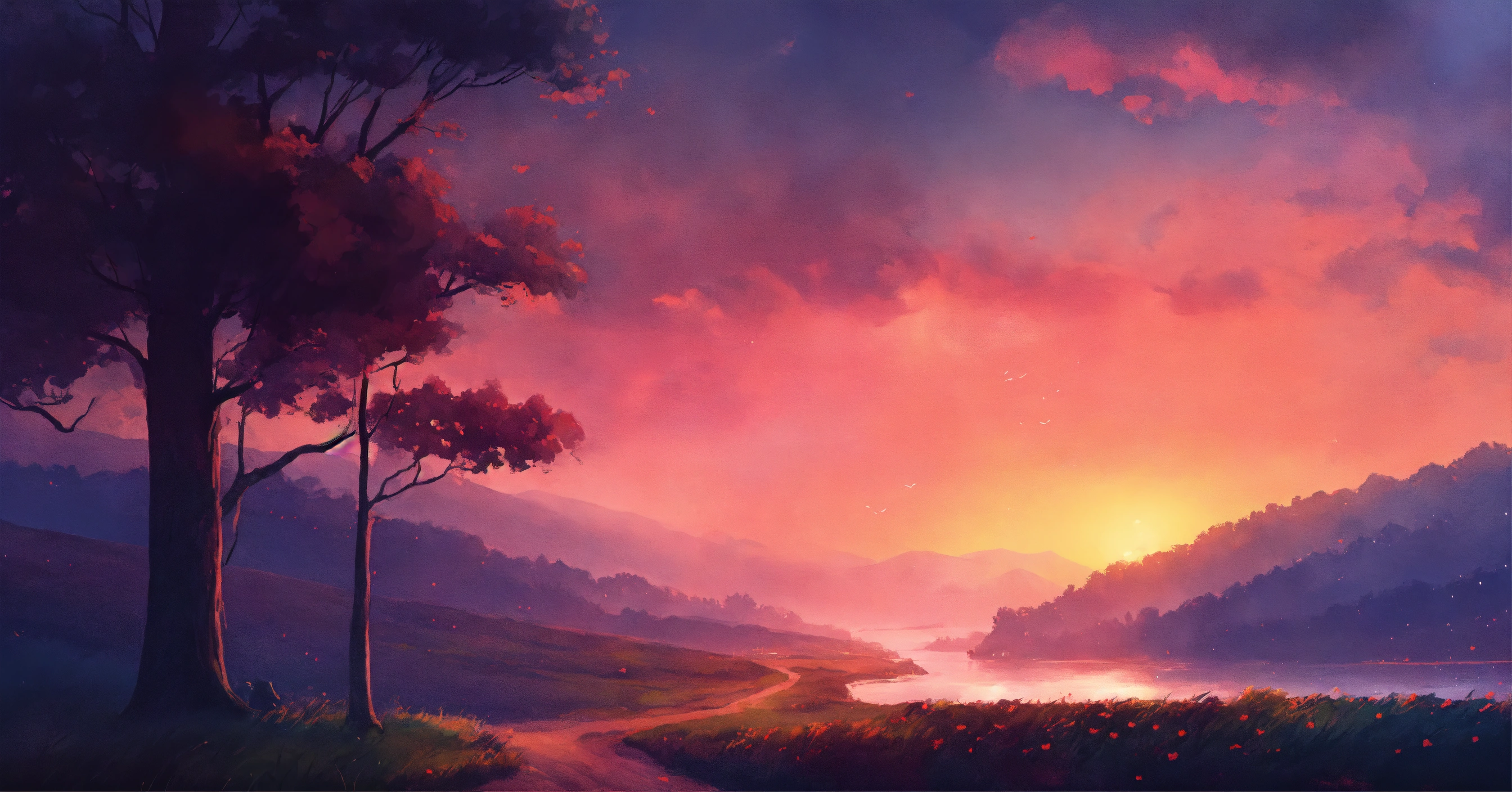 Lexica - Landscape Desktop wallpaper in the style of illustrator Donald ...