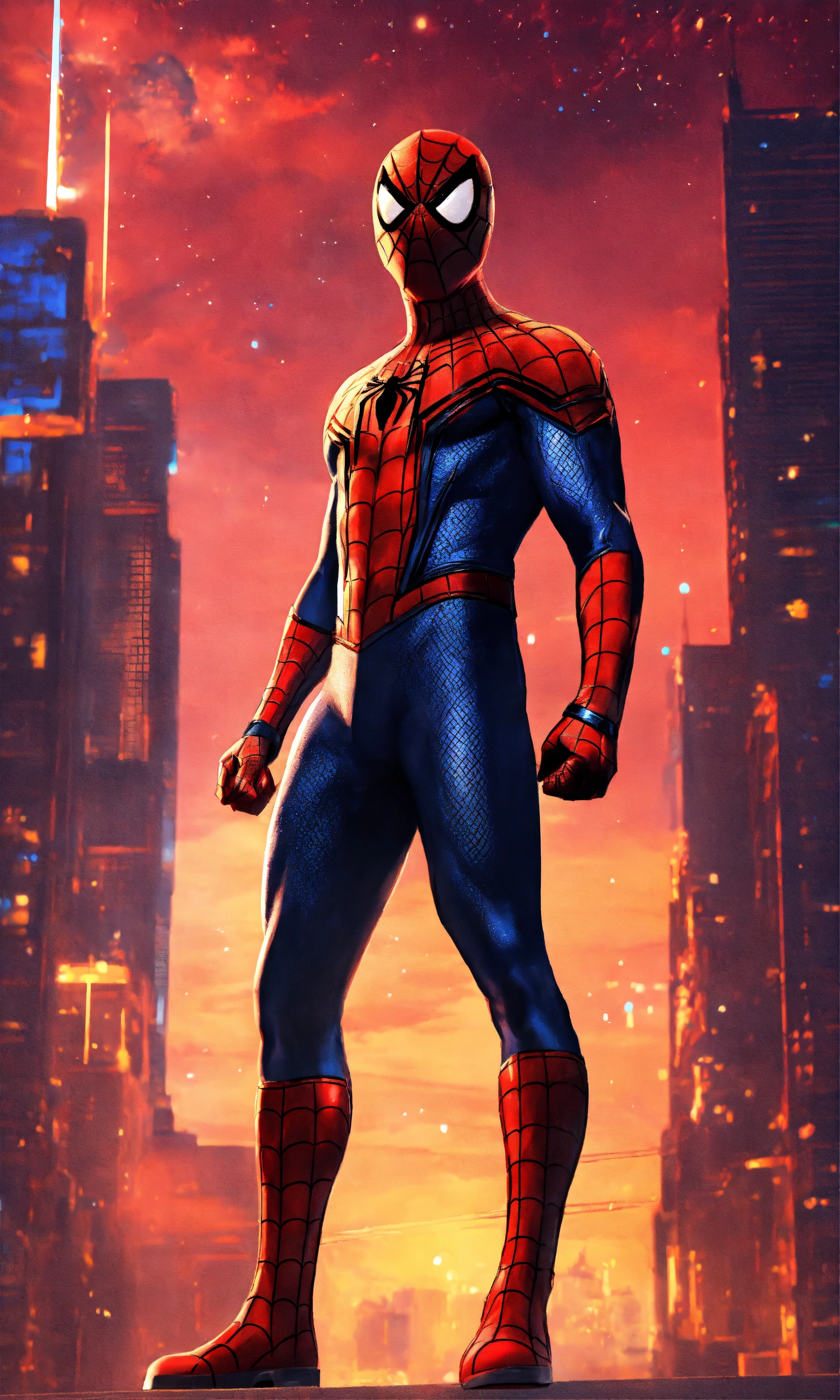Lexica - Spiderman with villain, 2D render, full-body view, space ...