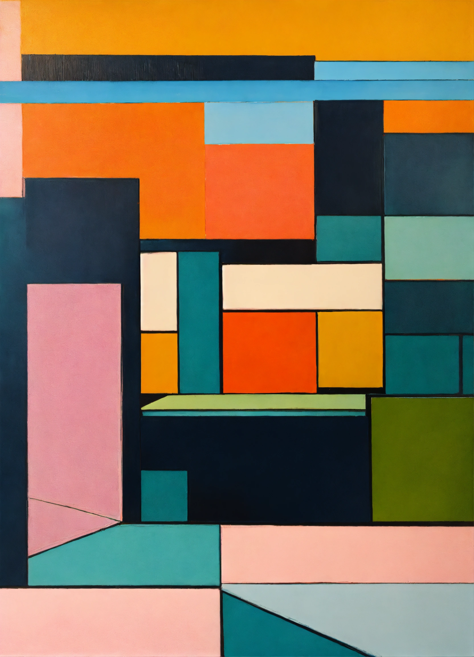 Lexica - Abstract and minimalist oil painting of urban landscapes in ...