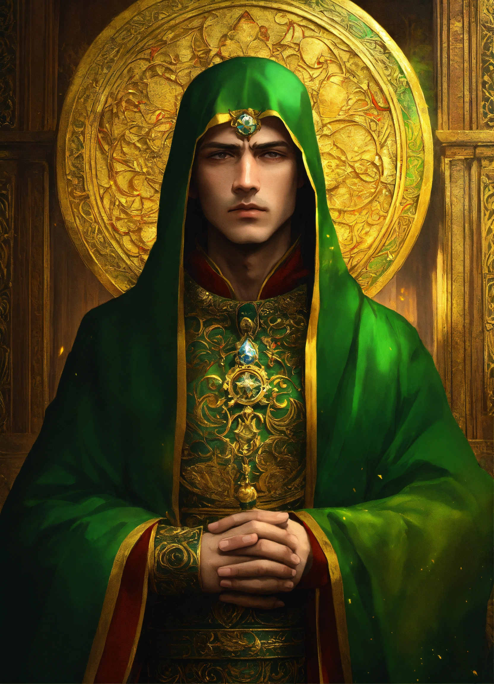 Lexica - Cover for the book in a fantasy style.. A man is tired, sick ...