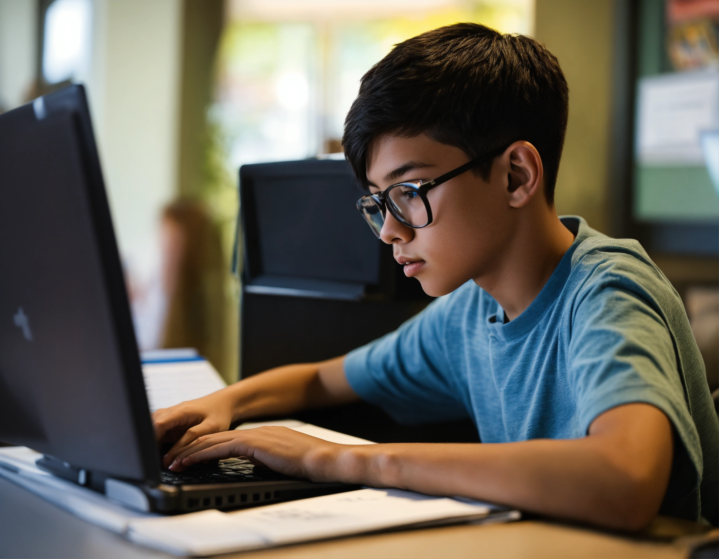 Lexica - BOY STUDYING ON COMPUTER