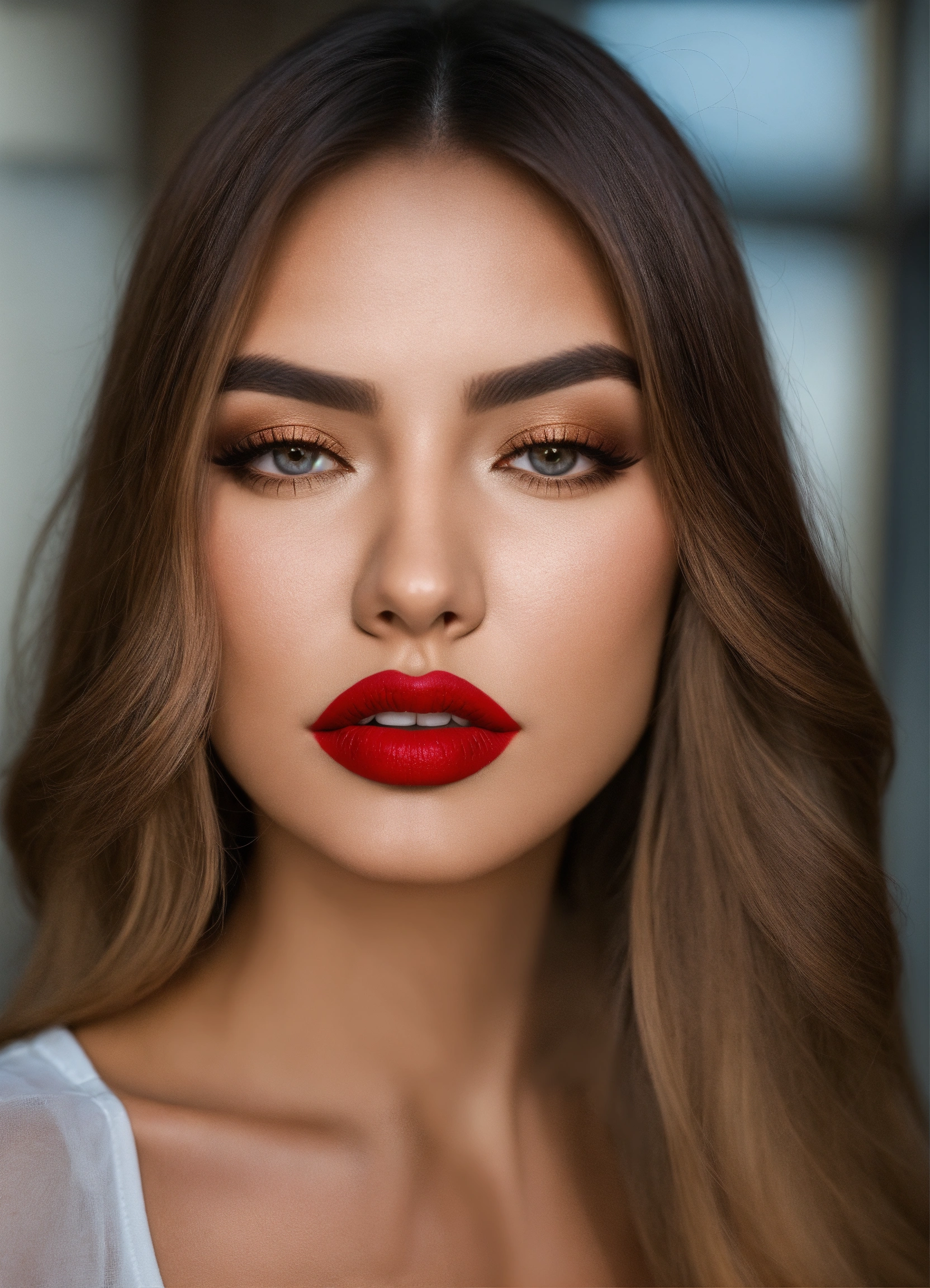 Lexica - Lips makeup in reverse triangle shaped mirror, beautiful woman ...