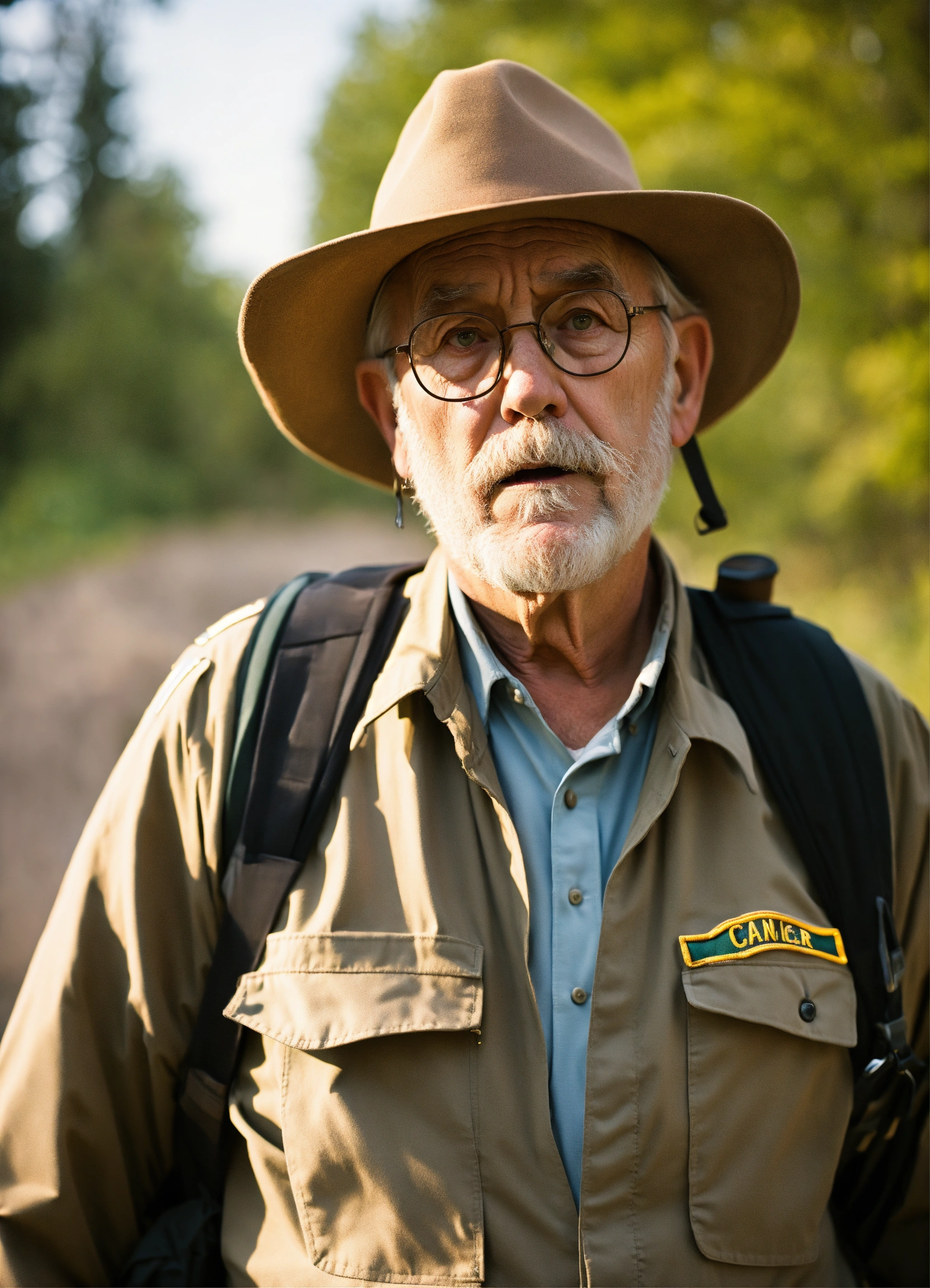 Lexica - Scared unique expressive old park ranger canadian man casually ...