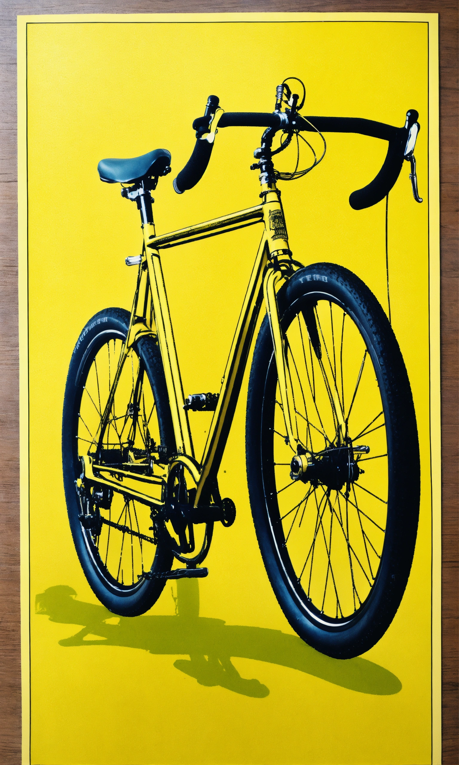 Lexica - 1970s Single speed racer bicycle muted yellow hues risograph