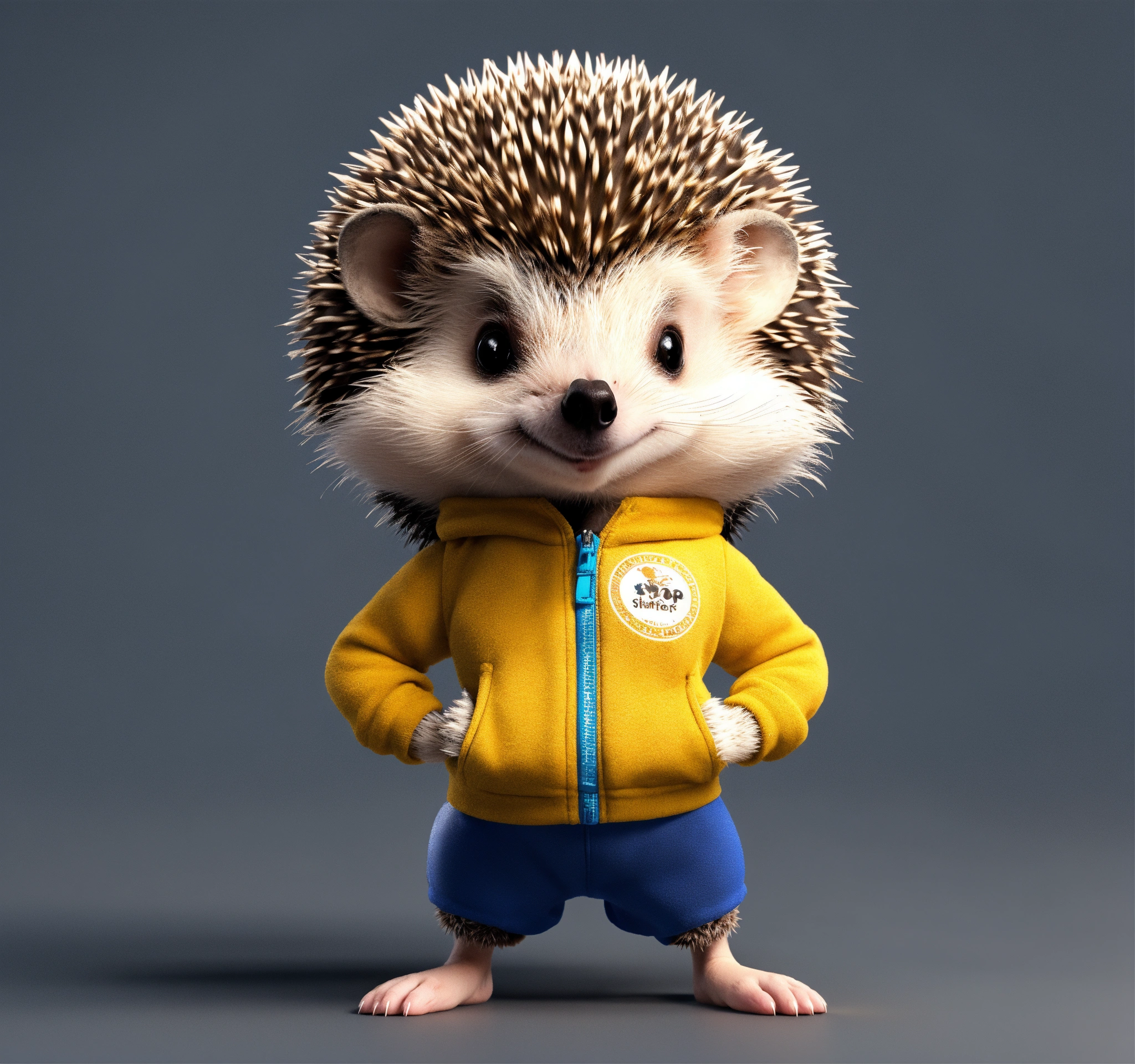 Lexica - A cute hedgehog with fitness wear, front view, studio photo ...