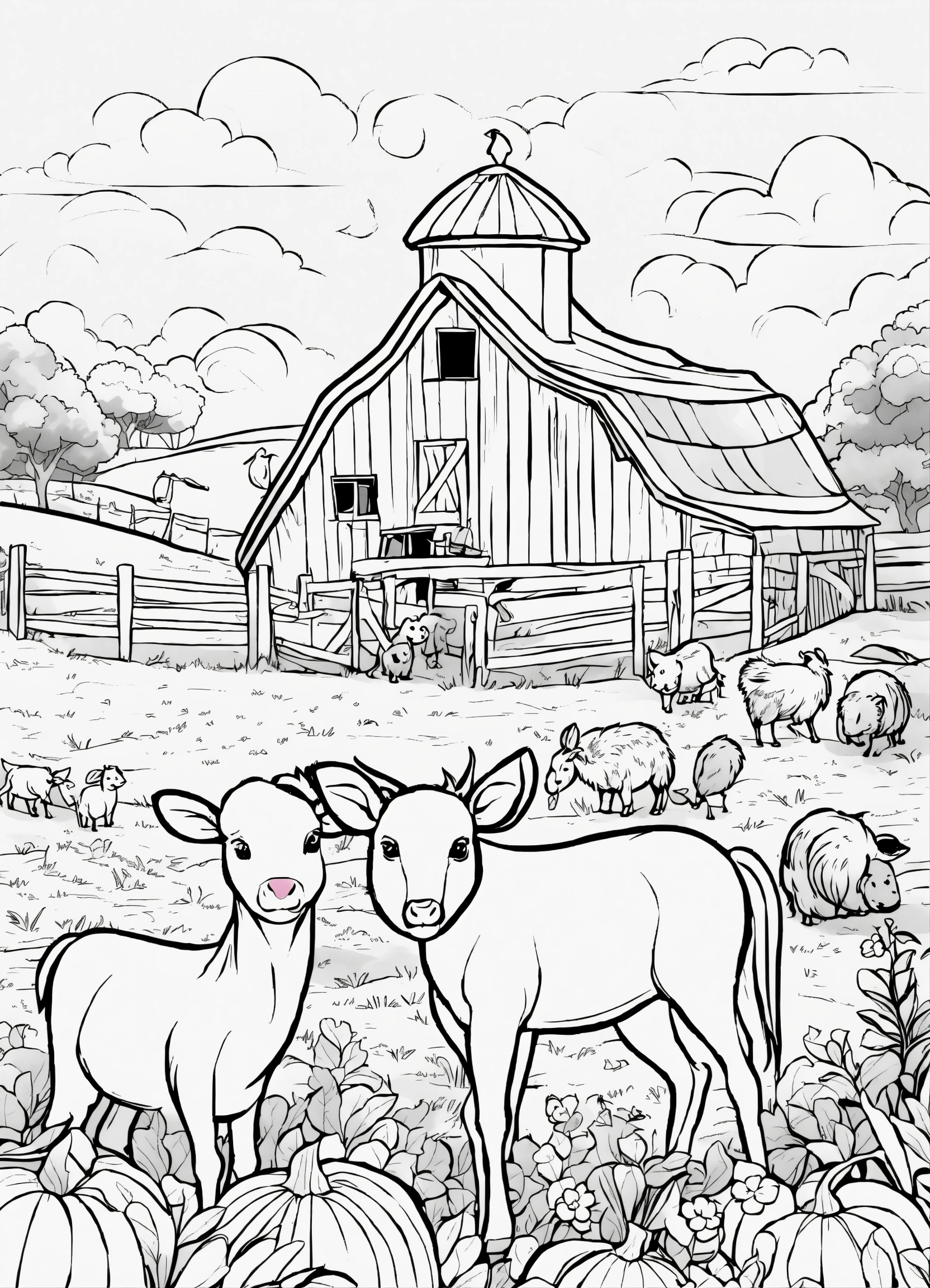 Lexica - Generate a cute FARM ANIMALS, awesome coverpage illustration ...