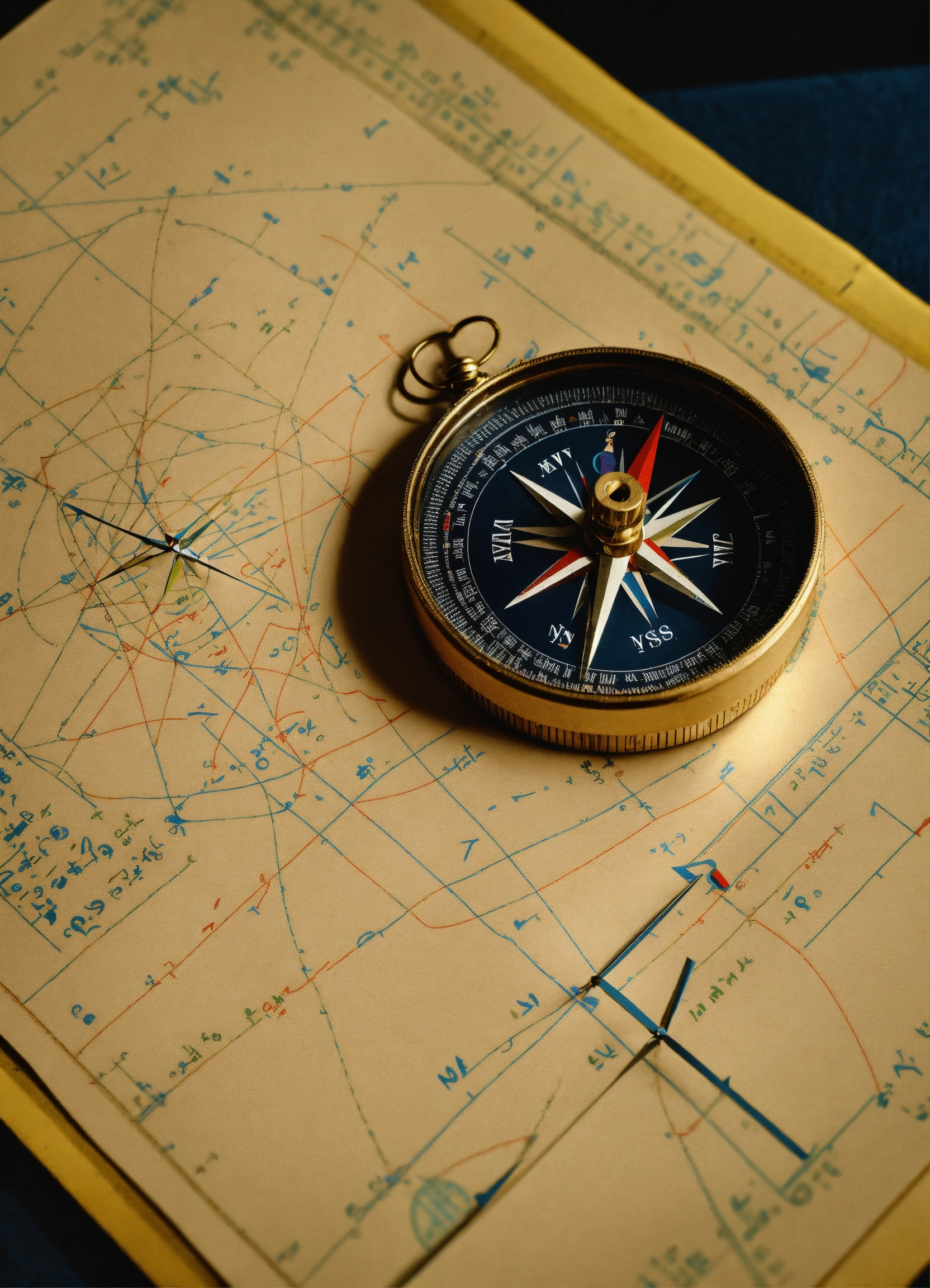 Lexica - Opened math compass on a sheet of paper.