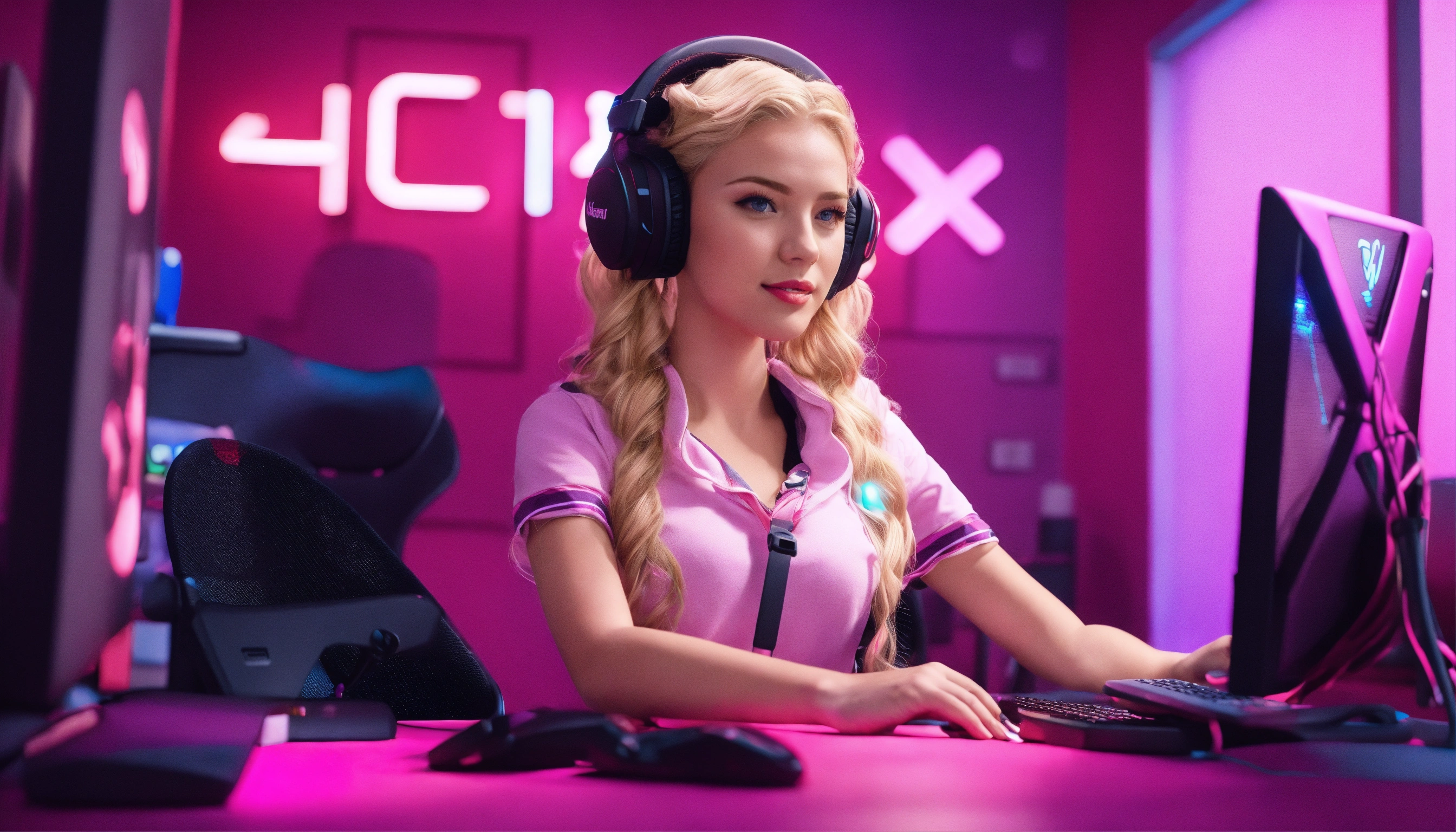Lexica - Cute blonde European woman, long hair, streamer, gamer ...