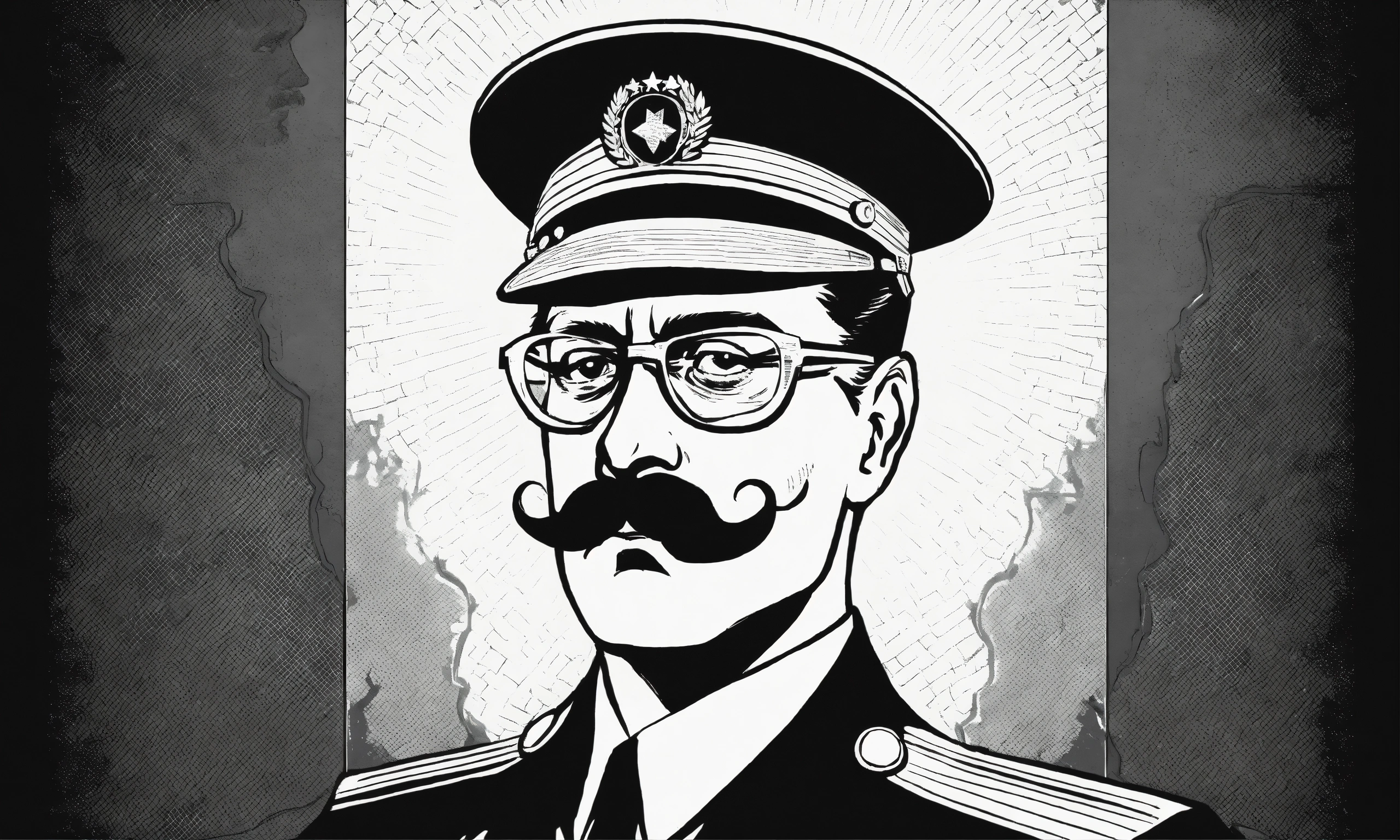 Lexica - Commander in chief with glasses and mustache, retro comic ...