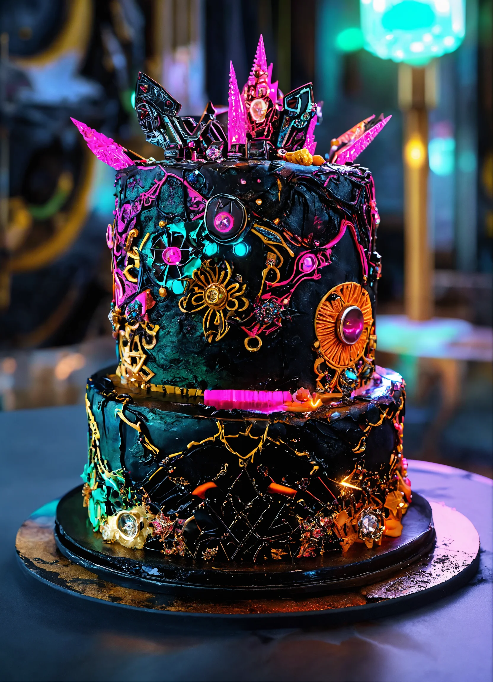 Lexica - Hyper-realistic cake with structural fondant designs, topped ...