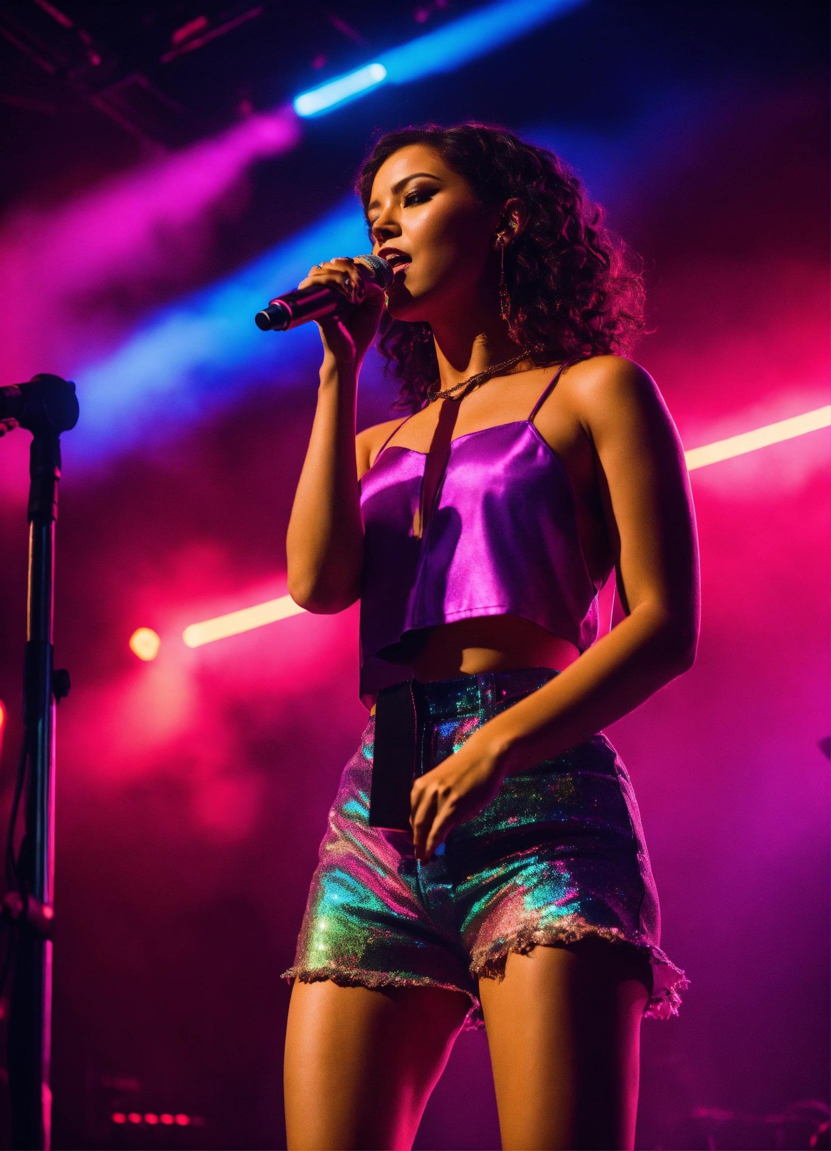 Lexica - Cinematic photography, modern, female singer on stage ...