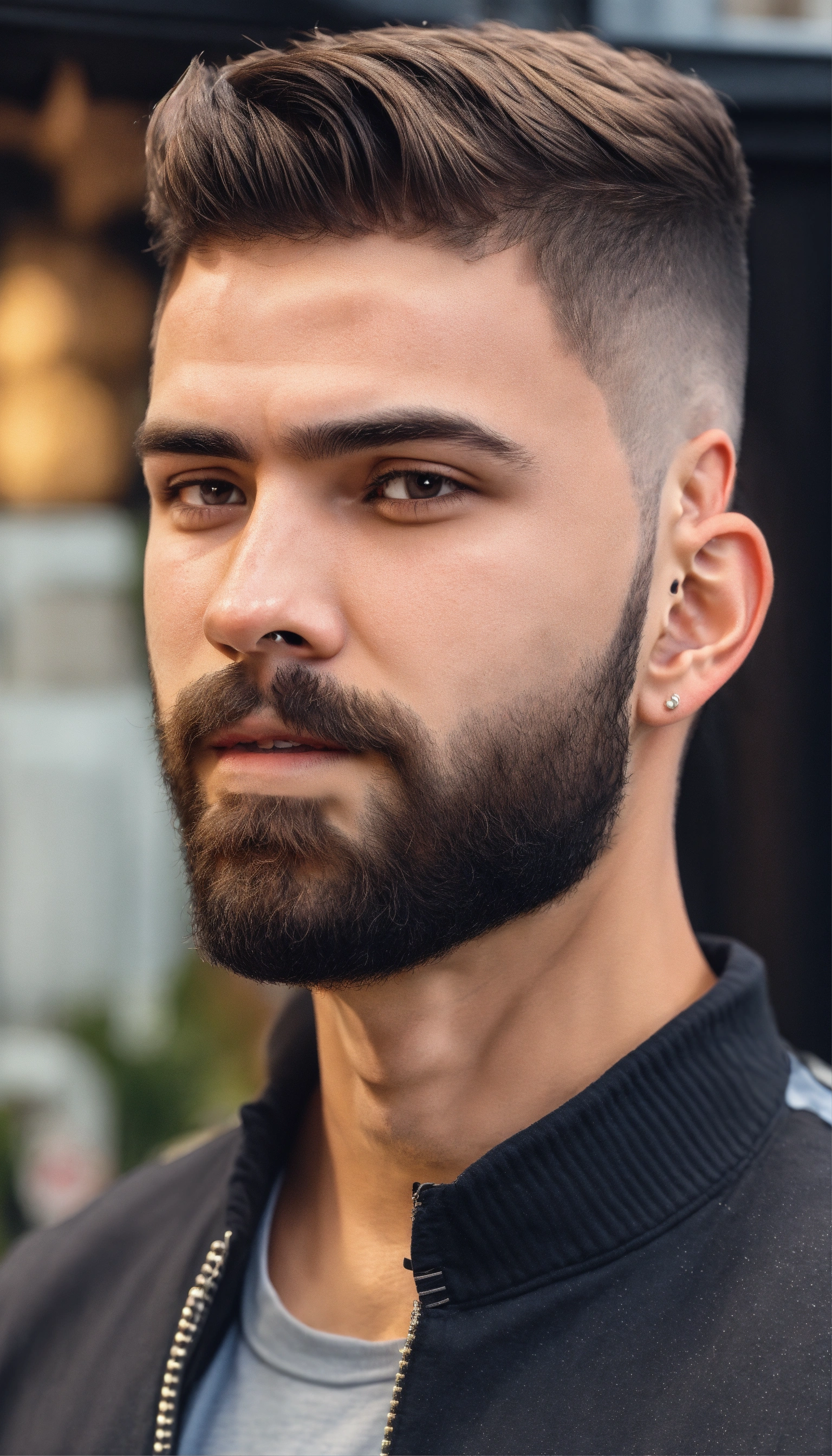 Lexica - Man with a Stubble beard with faded sides to match zero fade ...