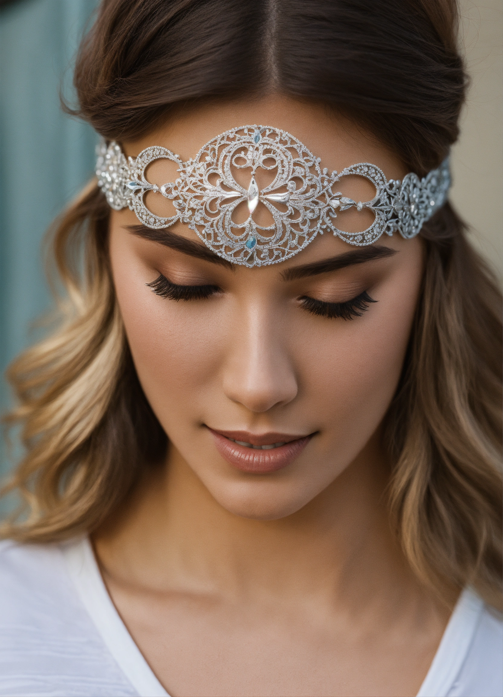 Lexica - Silver intricate crescent moon design headband